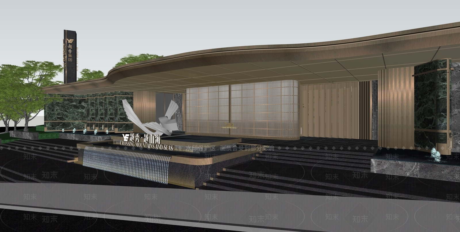 现代轻奢入口大门SU模型下载【ID:1203348729】