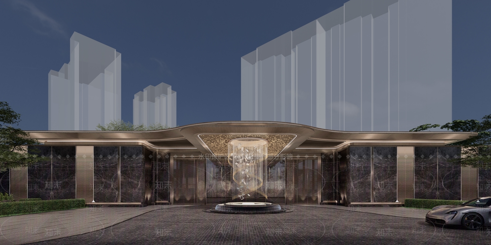 现代轻奢入口大门SU模型下载【ID:1203348998】