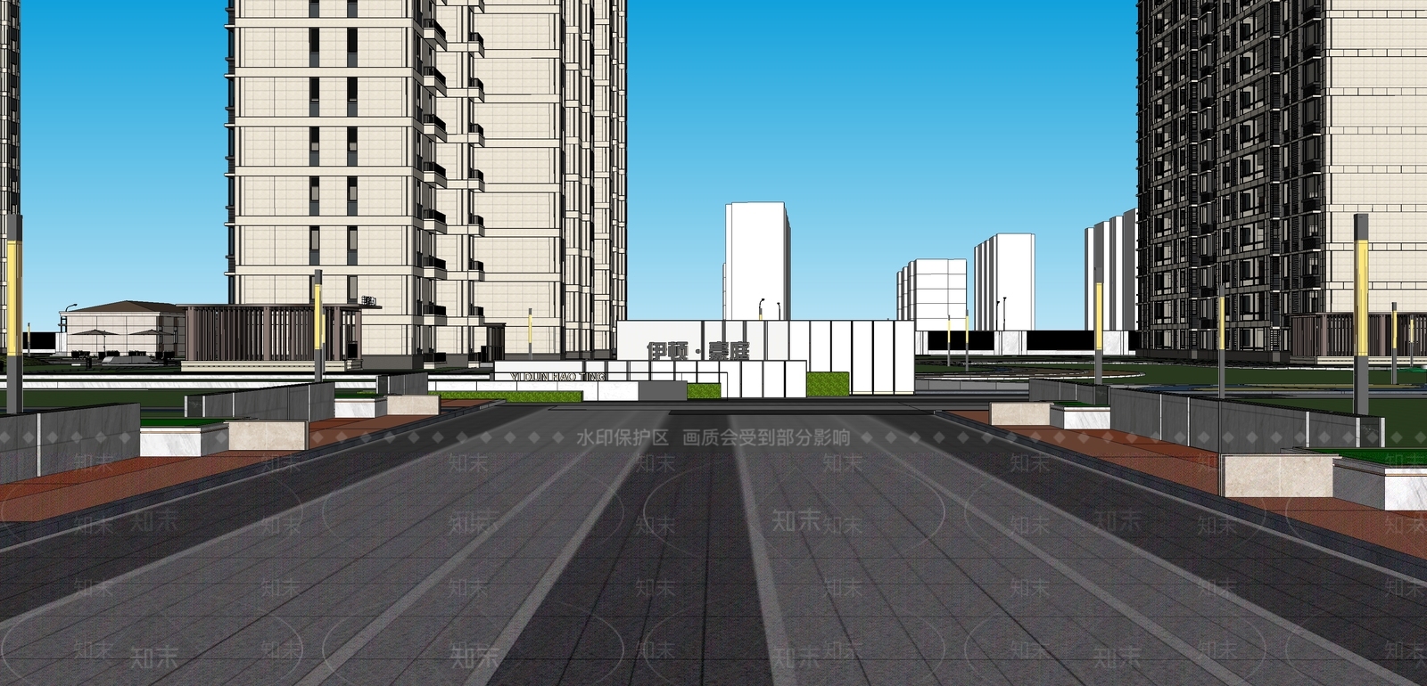 现代轻奢小区建筑SU模型下载【ID:1203350961】
