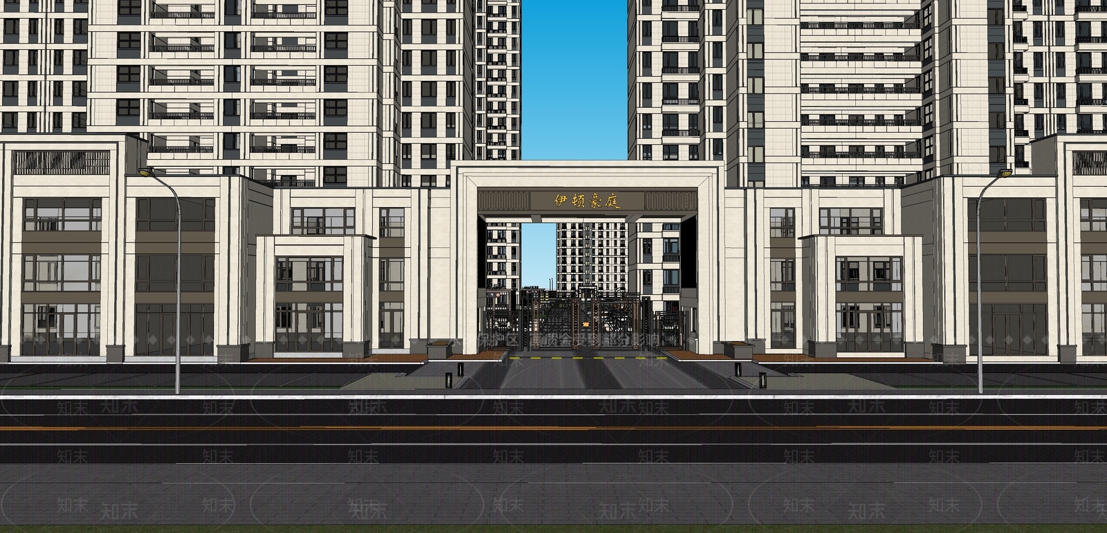 现代轻奢小区建筑SU模型下载【ID:1203350961】