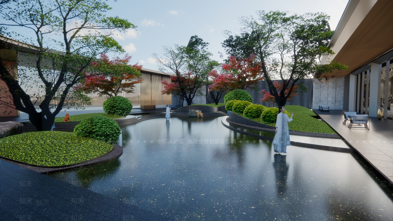 现代屋顶花园SU模型下载【ID:1203541098】