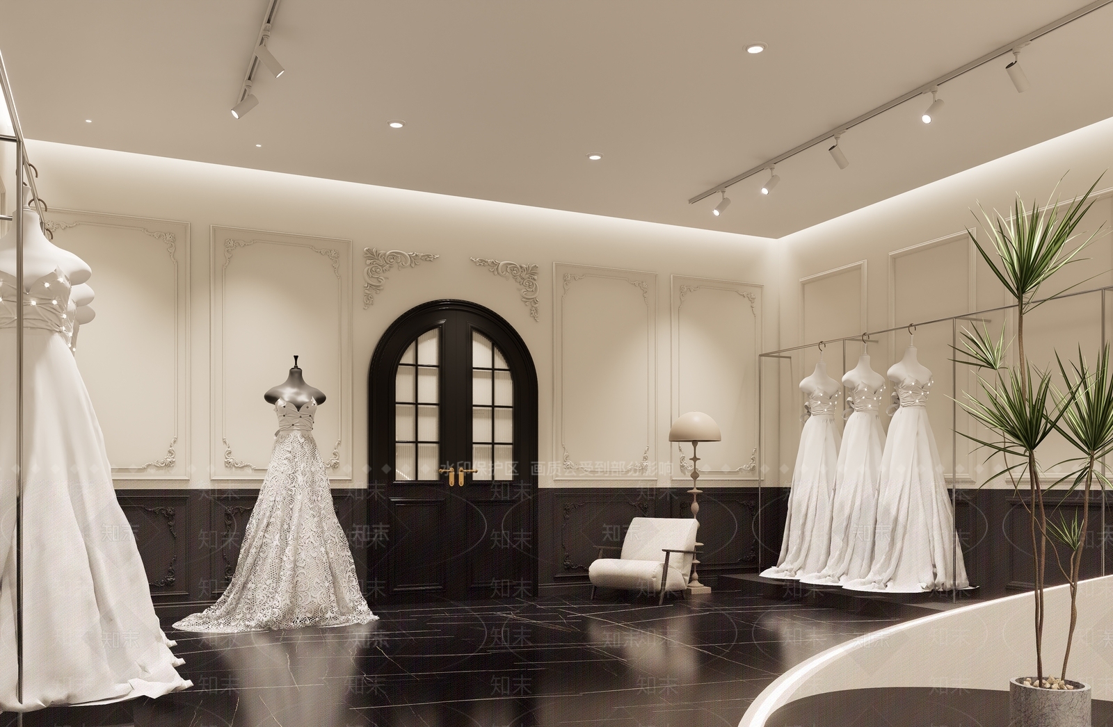 轻奢法式婚纱摄影店SU模型下载【ID:1203352459】