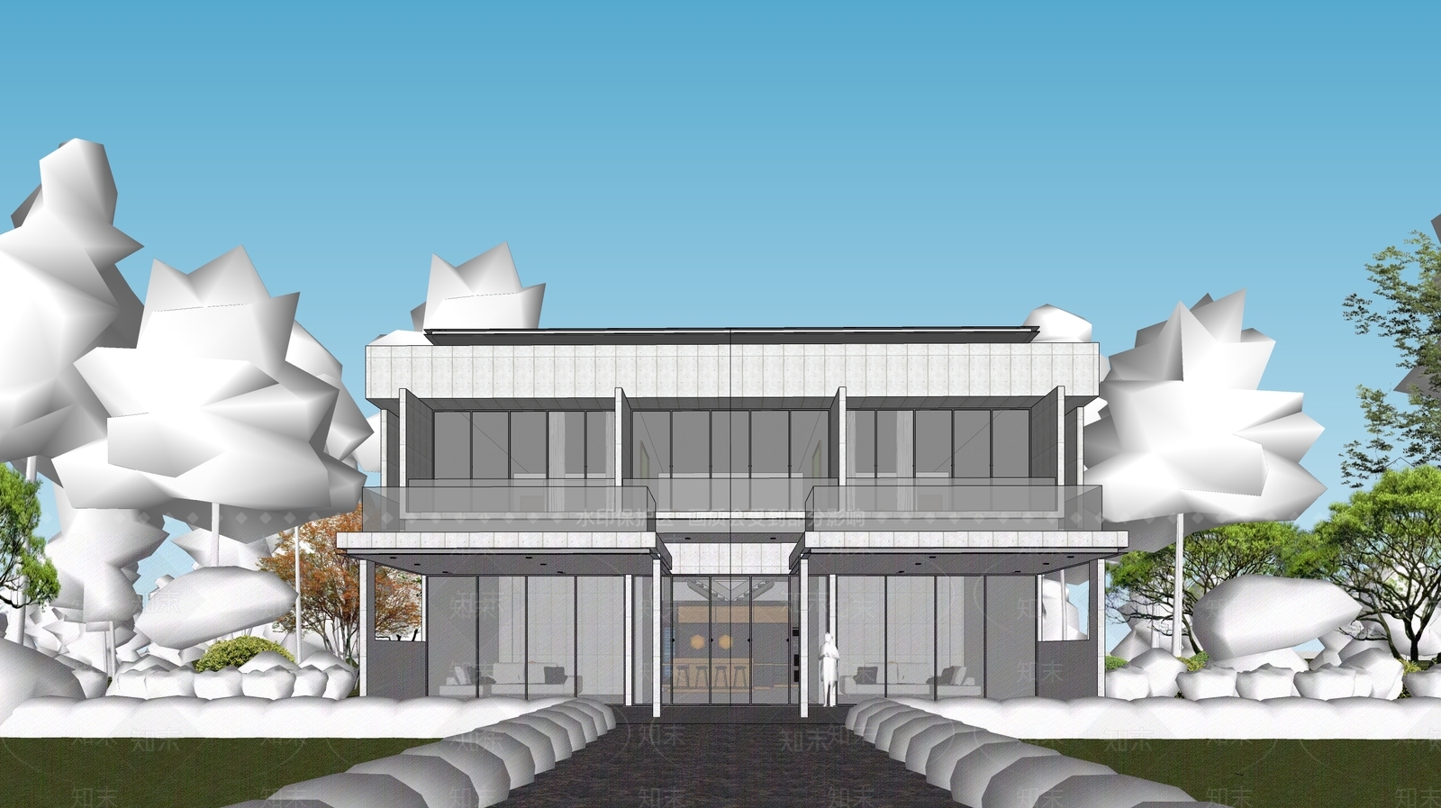 现代别墅SU模型下载【ID:1203354118】