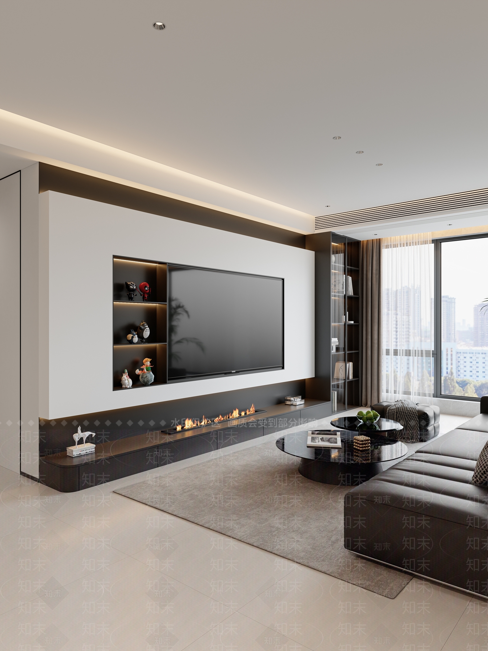 现代黑白灰客餐厅3D模型下载【ID:1203354904】