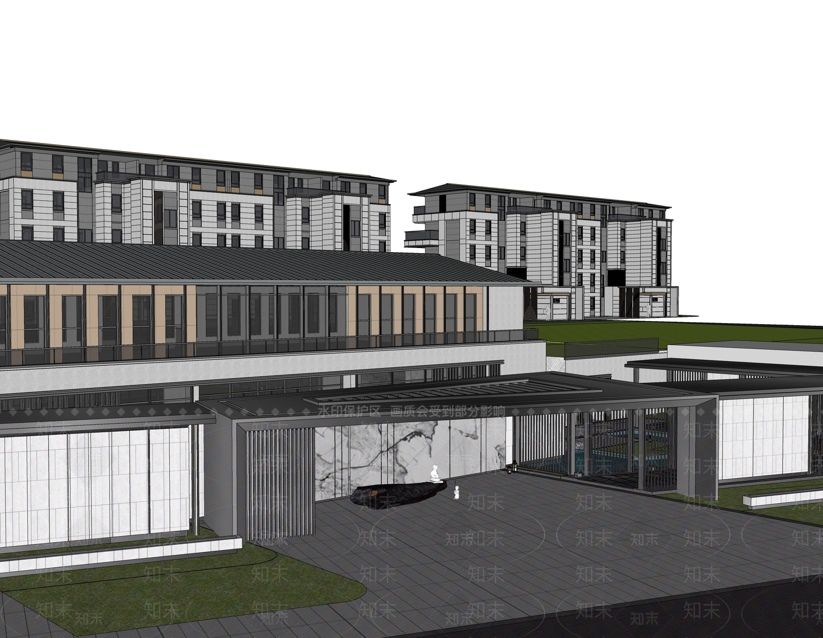 现代简约多层住宅SU模型下载【ID:1203354895】