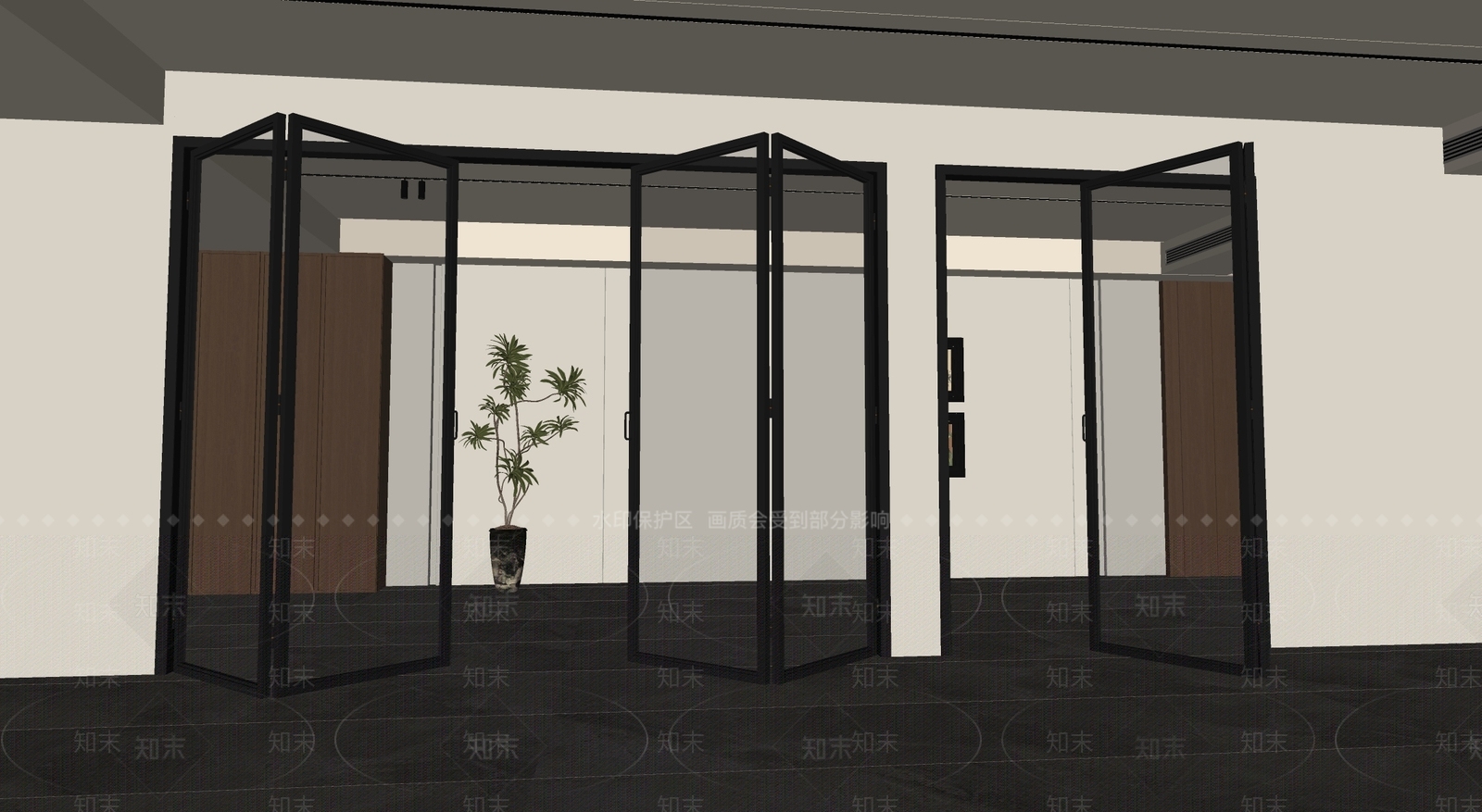 现代折叠门SU模型下载【ID:1203355990】