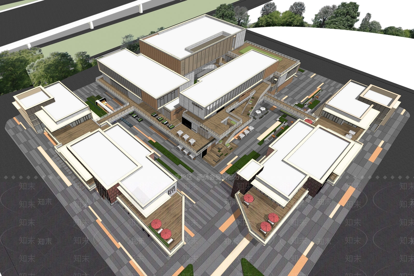 现代轻奢商业街SU模型下载【ID:1203358622】