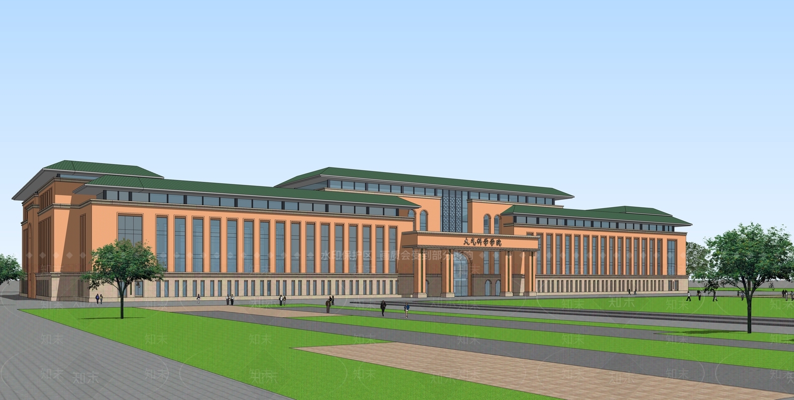 中式复古学校建筑SU模型下载【ID:1203362351】