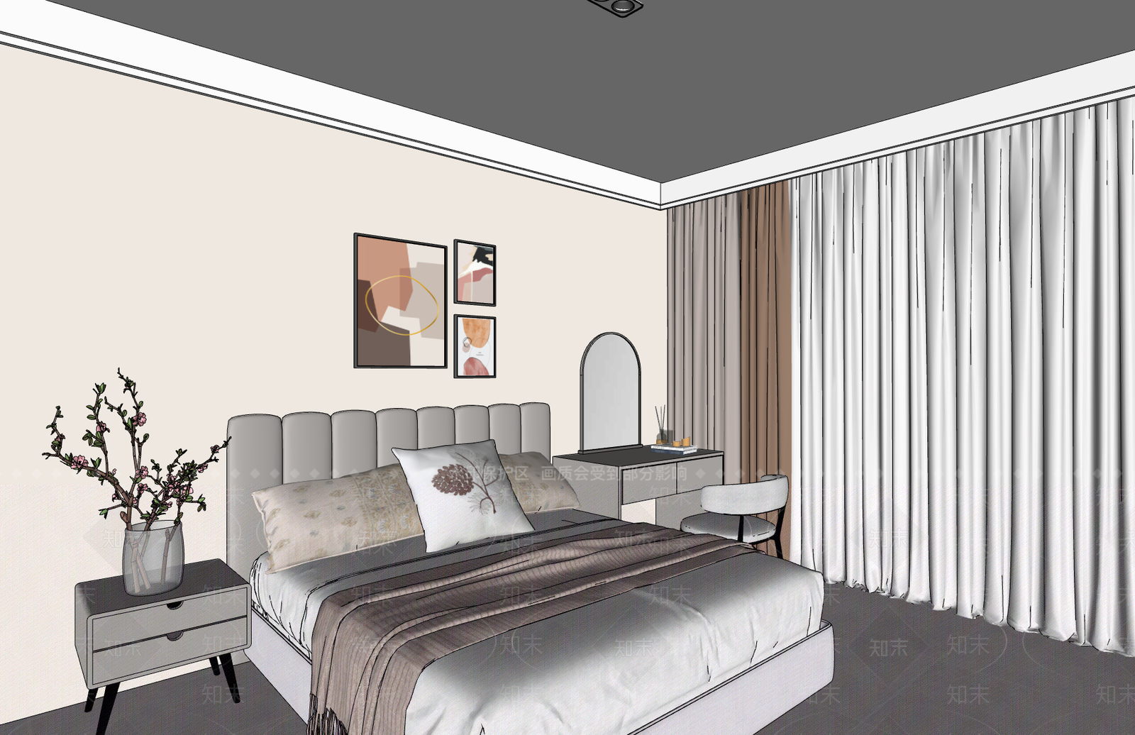 现代简约家居卧室SU模型下载【ID:1203363464】