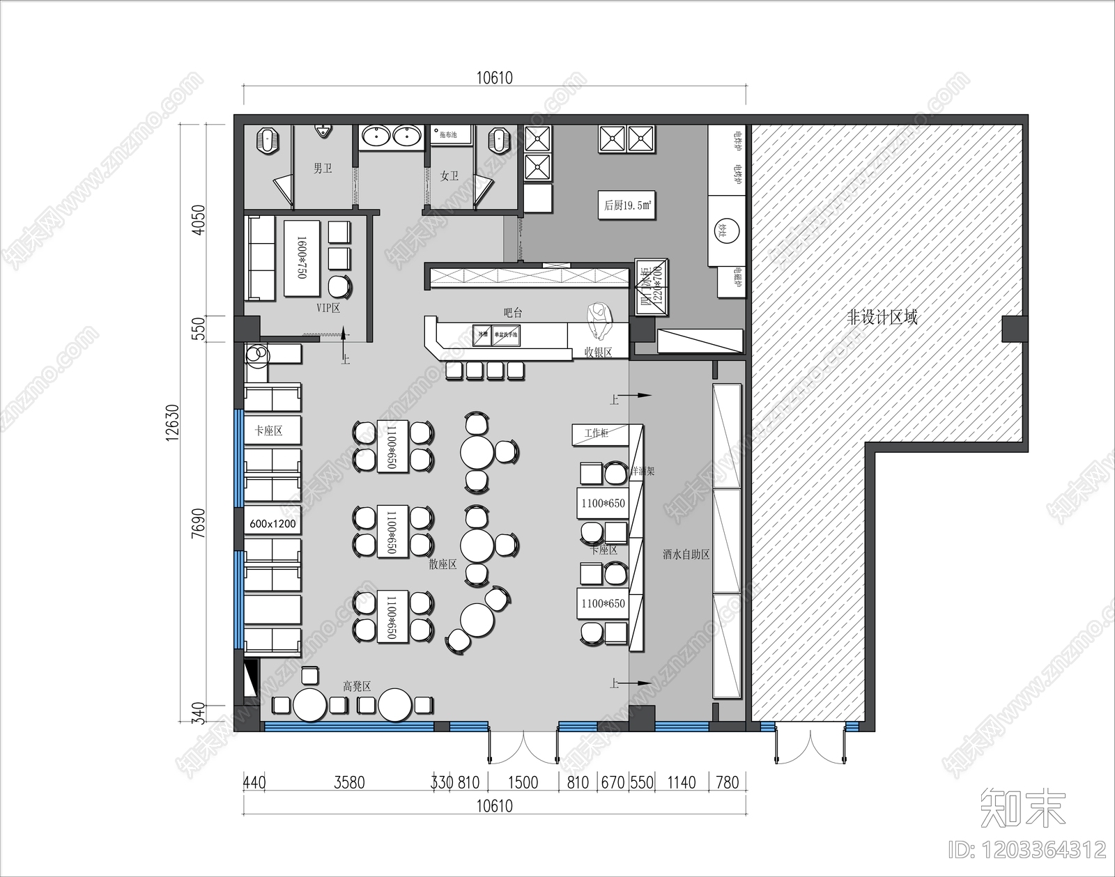 现代工业西餐厅施工图下载【ID:1203364312】