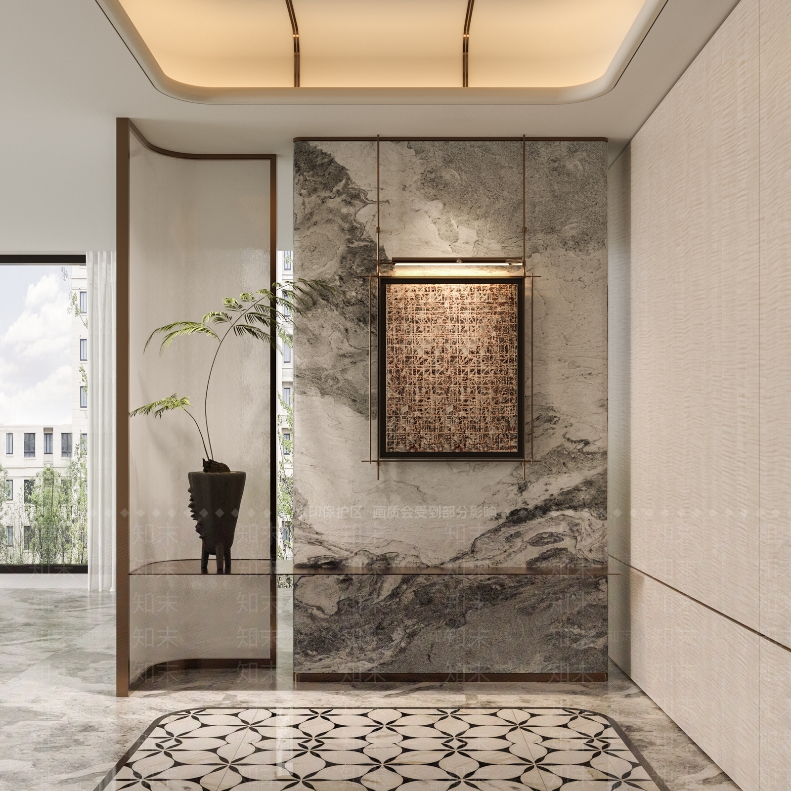 现代轻奢玄关3D模型下载【ID:1203486002】