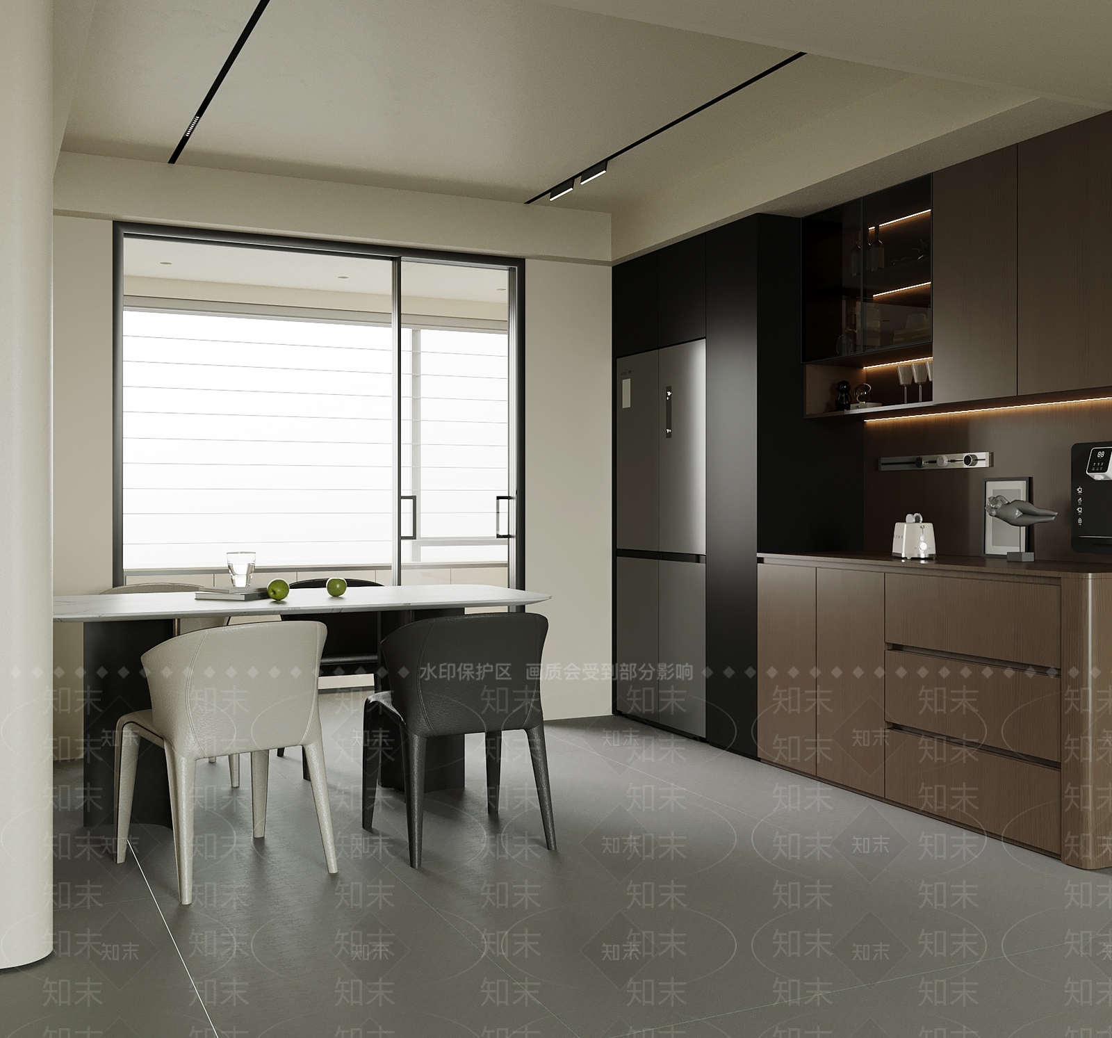复合式餐边柜（含吊柜）封闭式厨房3D模型下载【ID:1227287989】