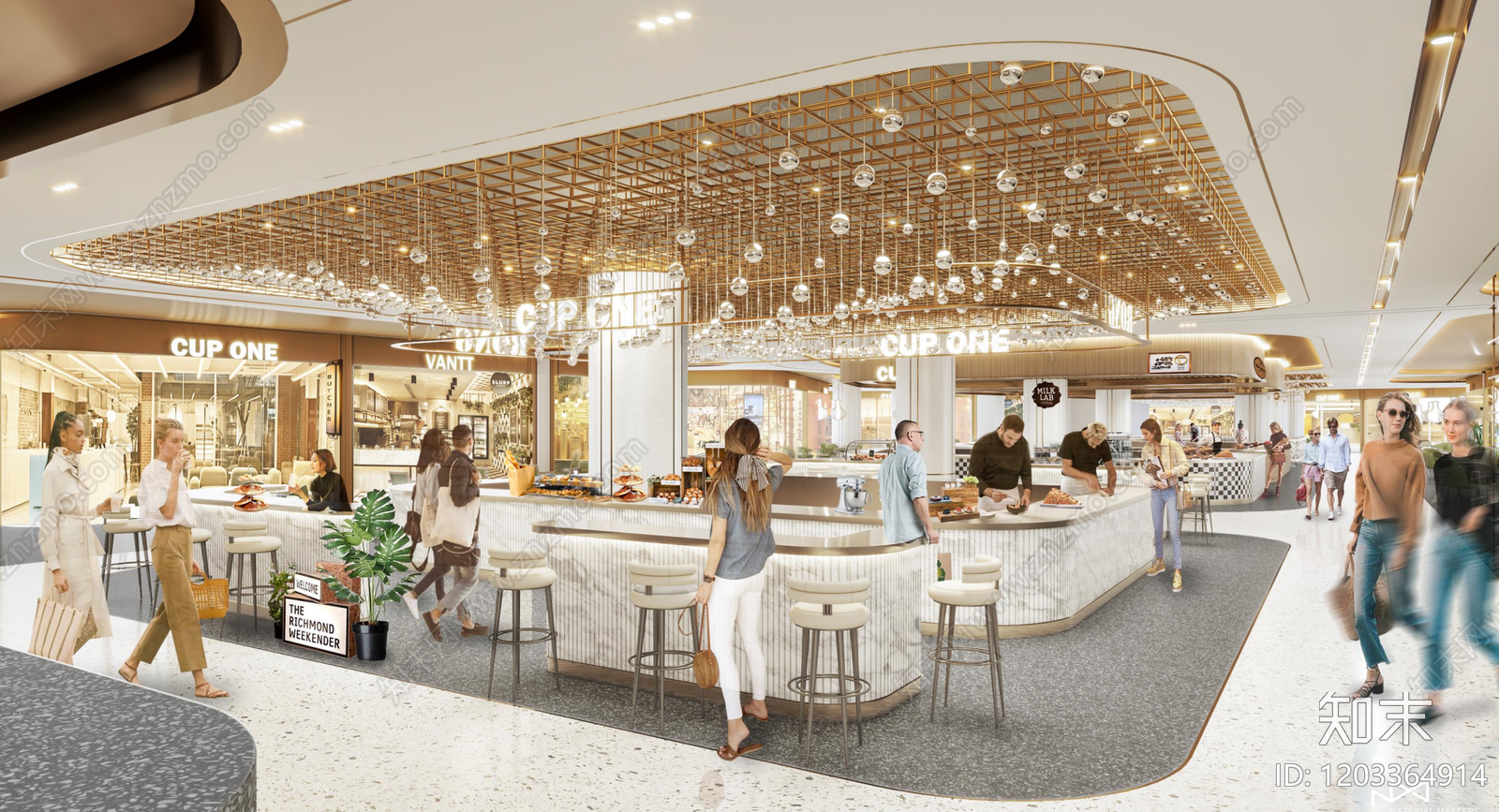 现代美食街施工图下载【ID:1203364914】