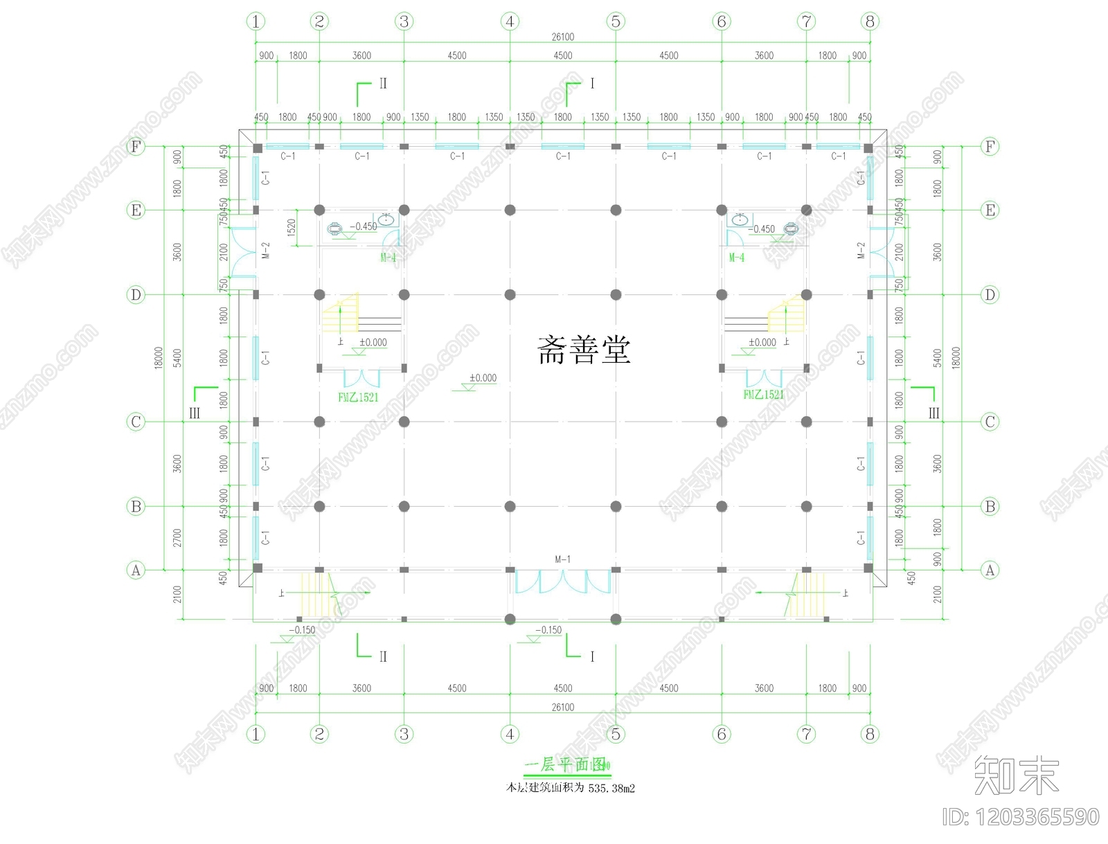 寺庙cad施工图下载【ID:1203365590】