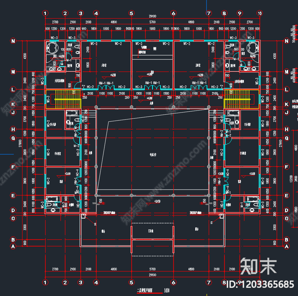 现代新中式别墅建筑cad施工图下载【ID:1203365685】