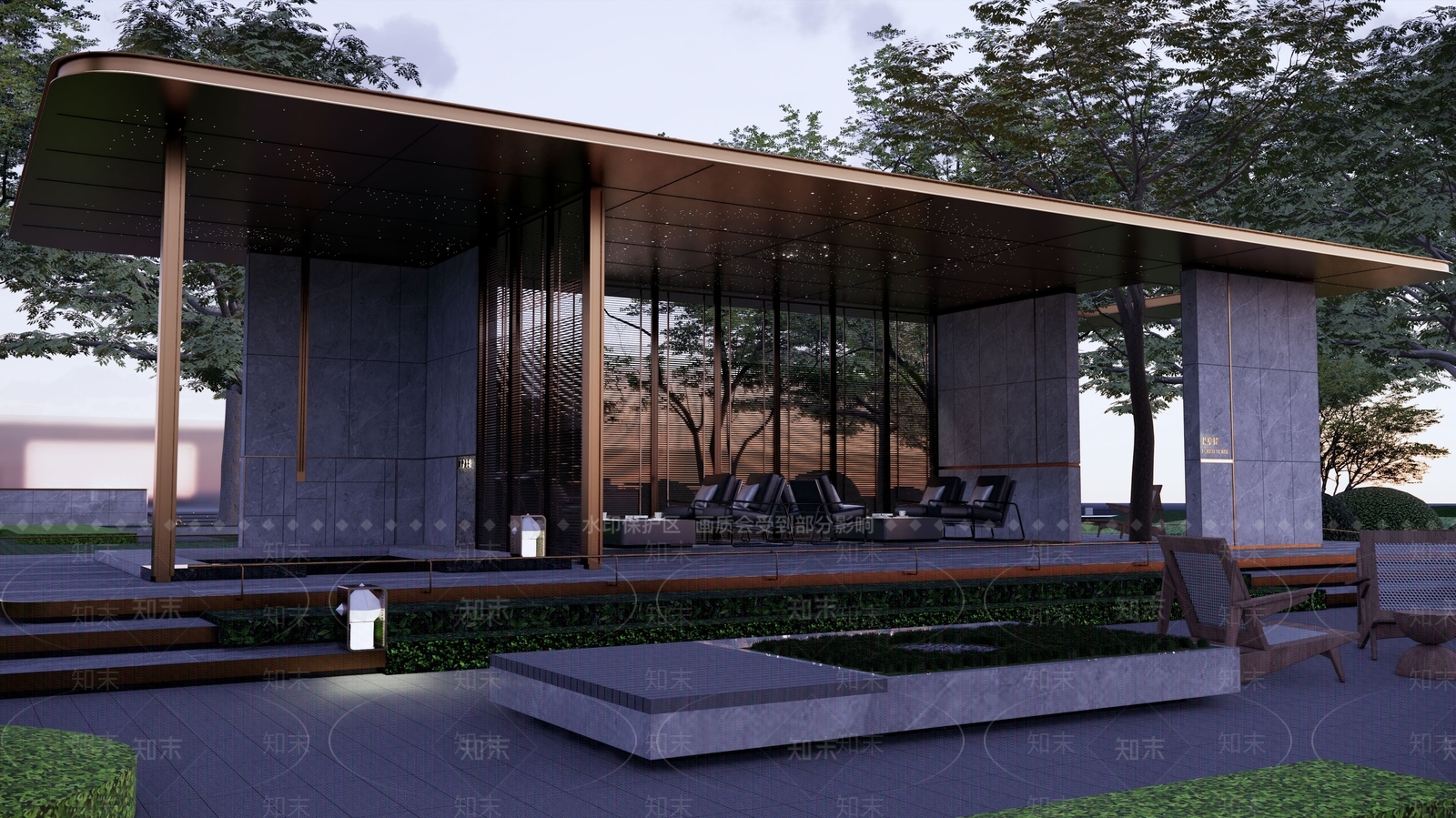 现代新中式廊架SU模型下载【ID:1203366103】