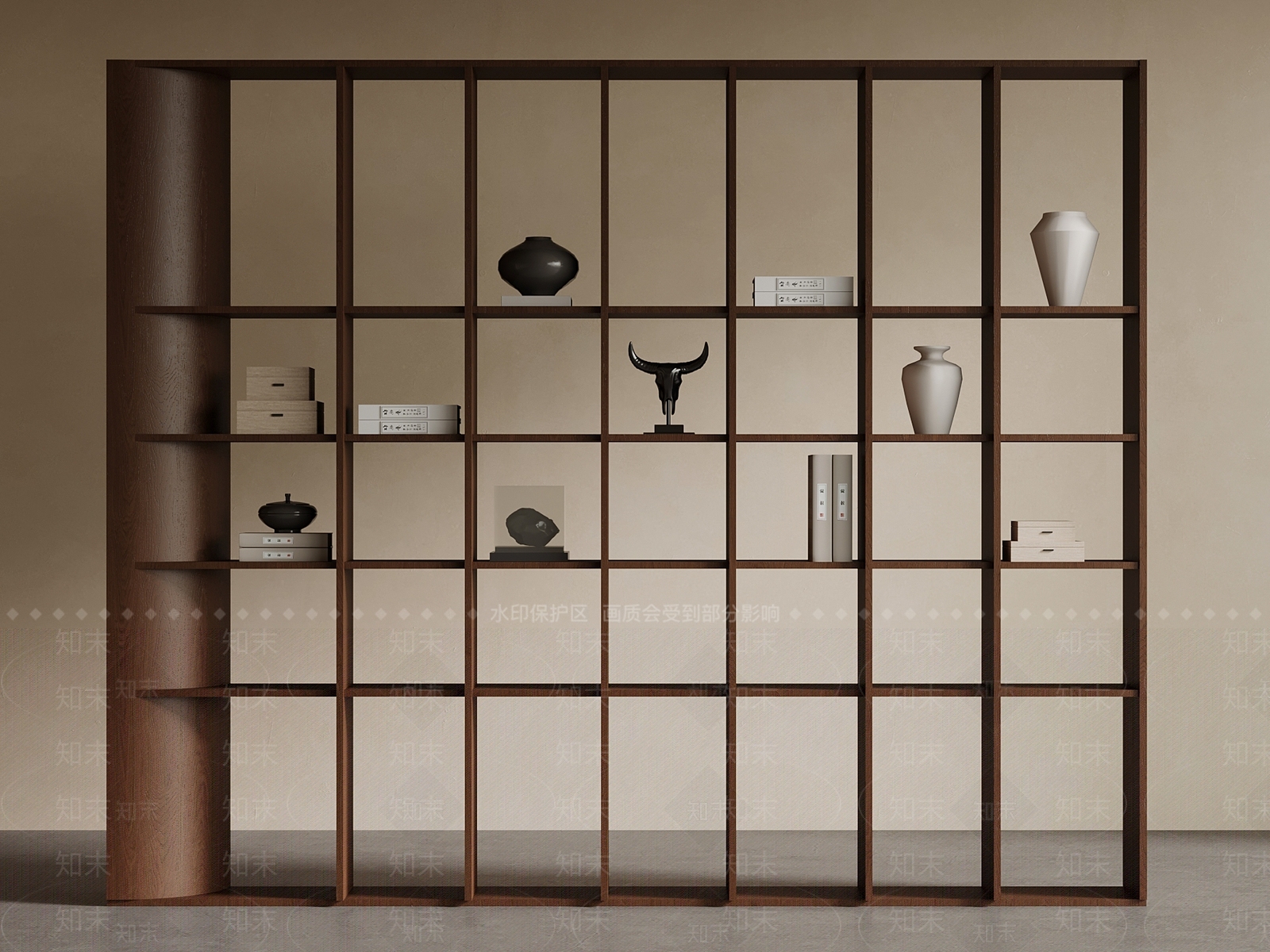 新中式书柜3D模型下载【ID:1203368489】