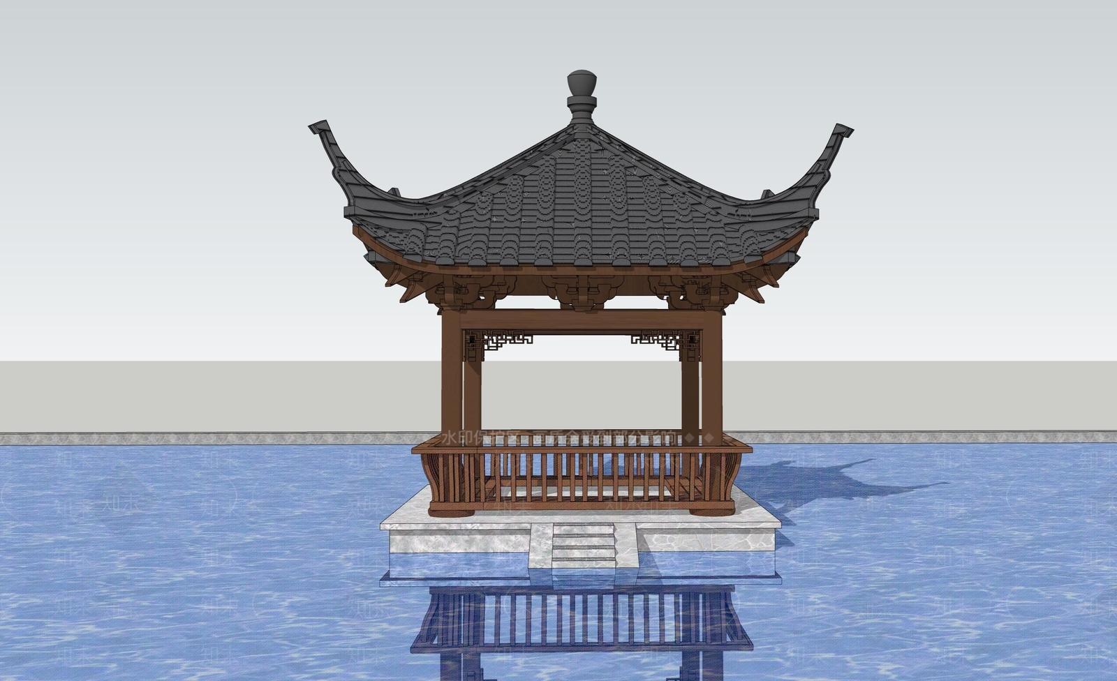 中式亭子SU模型下载【ID:1203374553】