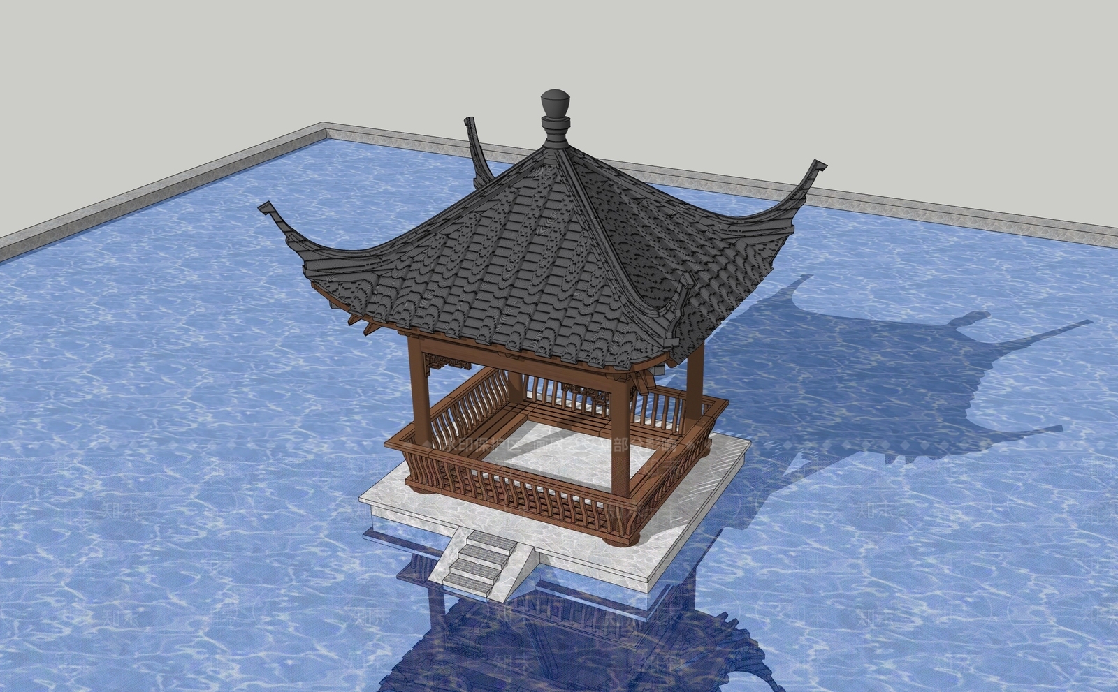 中式亭子SU模型下载【ID:1203374553】