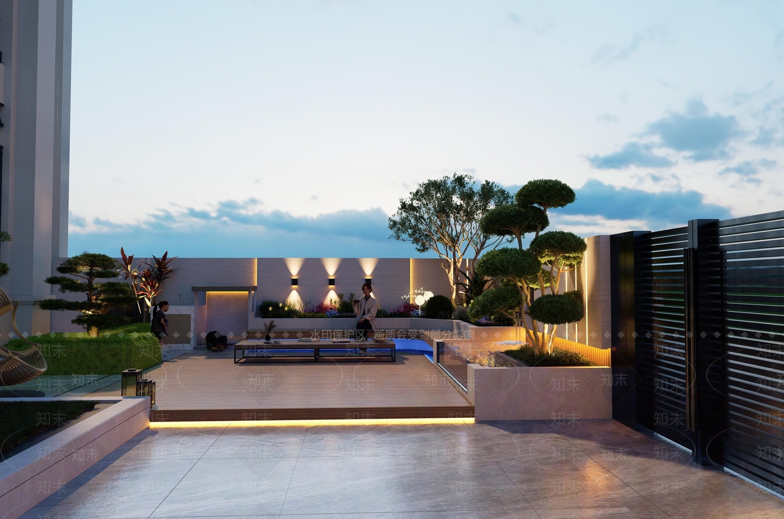 现代轻奢别墅庭院SU模型下载【ID:1203522568】