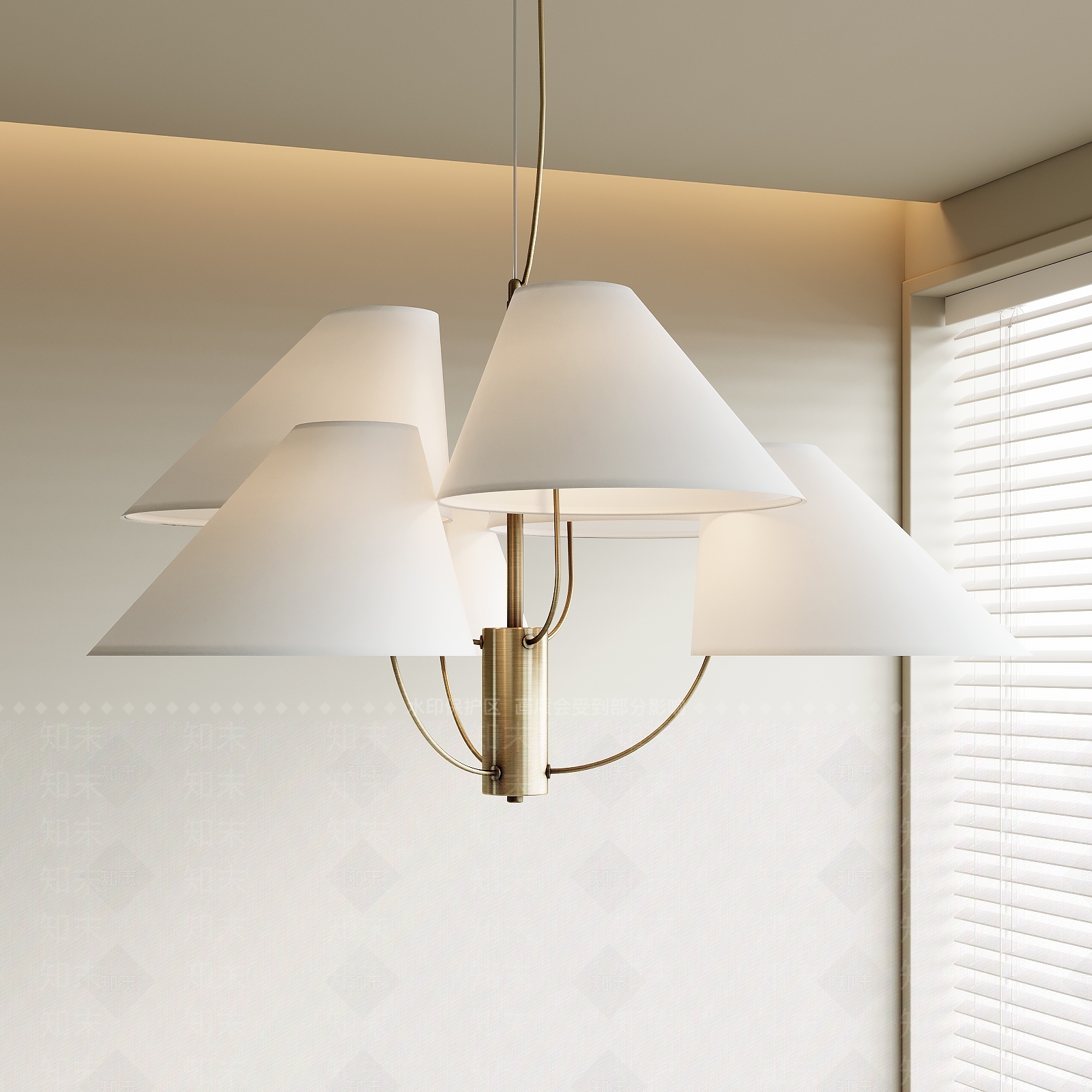 现代奶油吊灯3D模型下载【ID:1203376948】