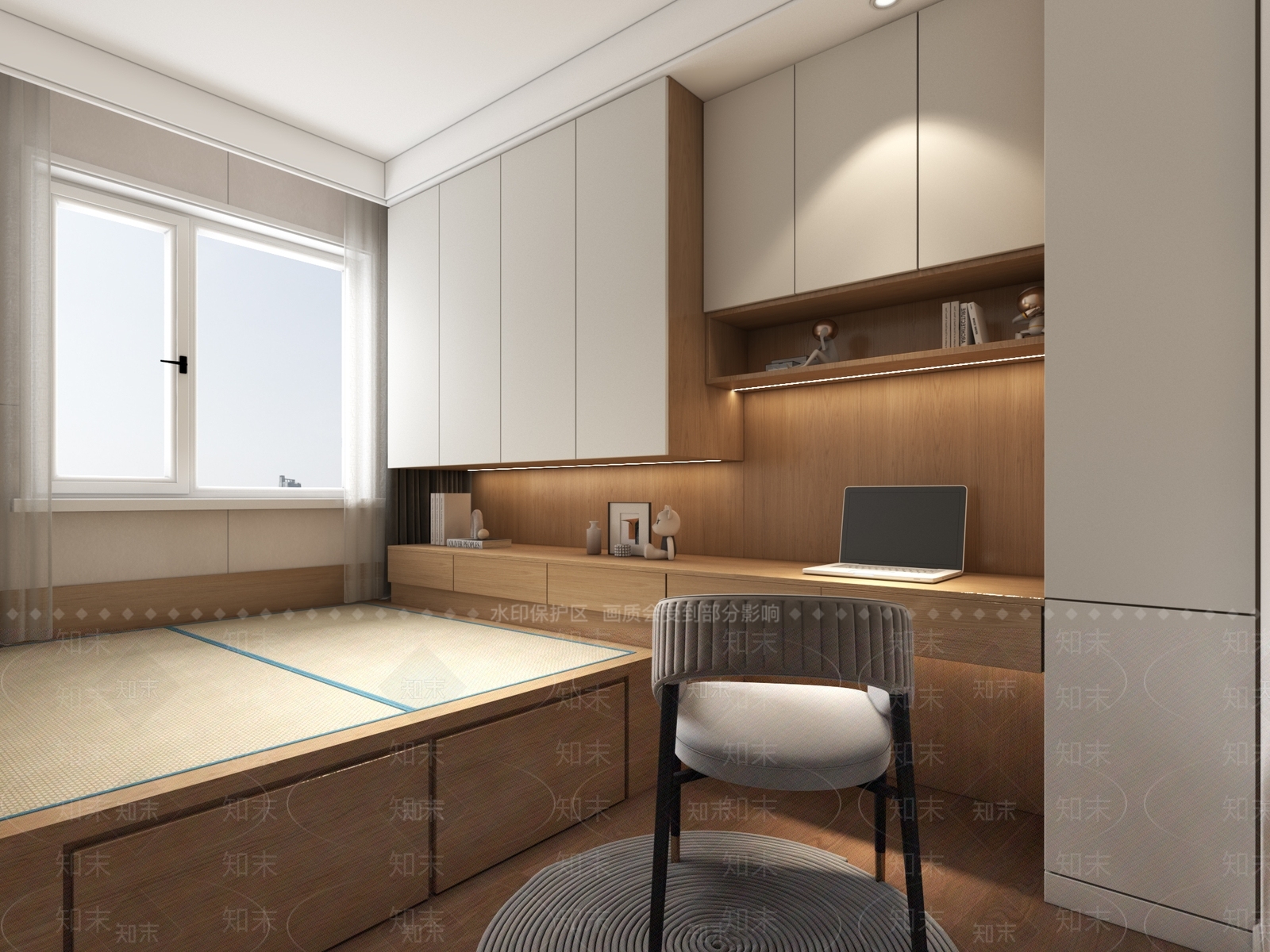 现代榻榻米卧室3D模型下载【ID:1203381890】