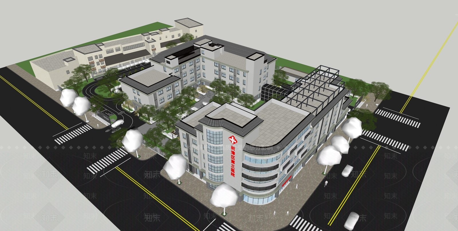 现代医院建筑SU模型下载【ID:1203385588】