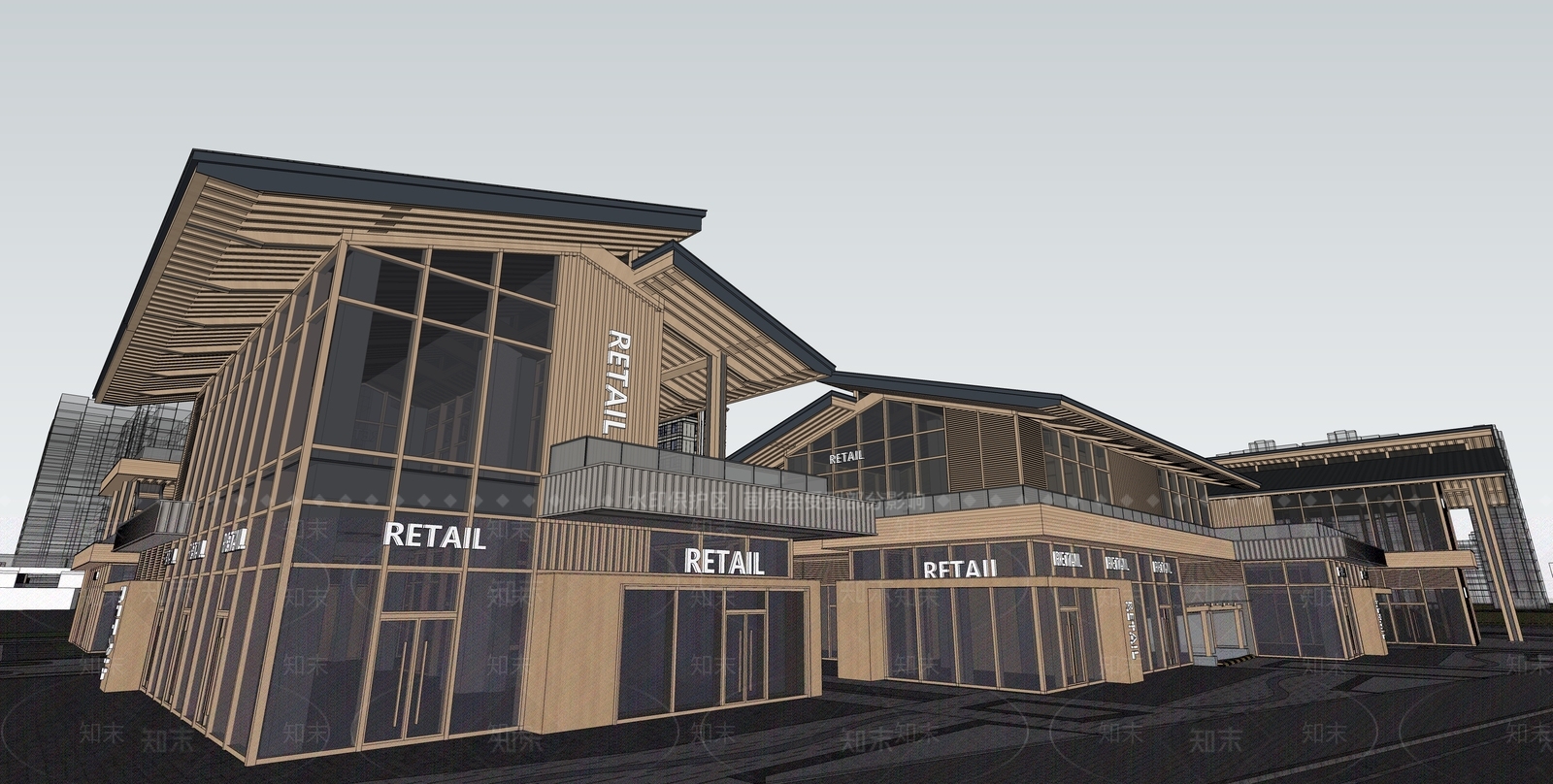 新中式轻奢商业街SU模型下载【ID:1203385854】