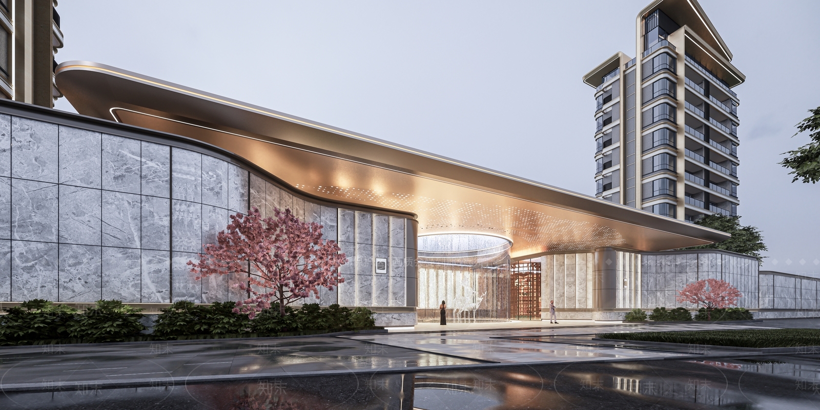 现代轻奢入口大门SU模型下载【ID:1203385983】