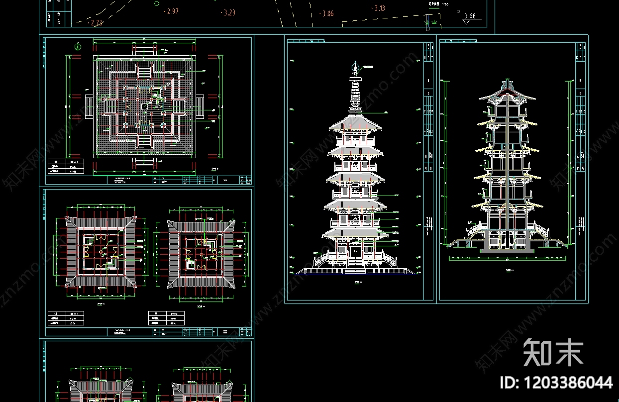 寺庙cad施工图下载【ID:1203386044】