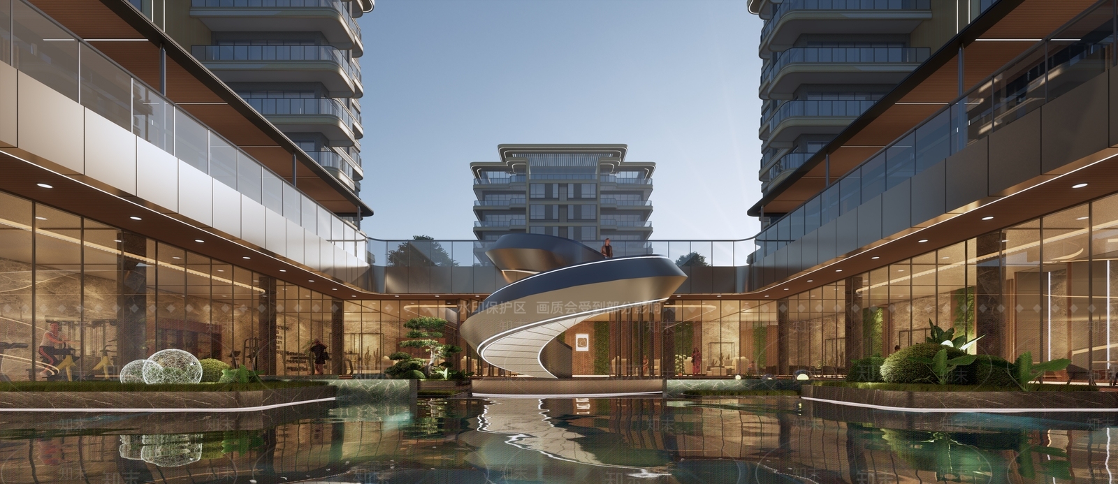 现代轻奢小区景观SU模型下载【ID:1203385909】