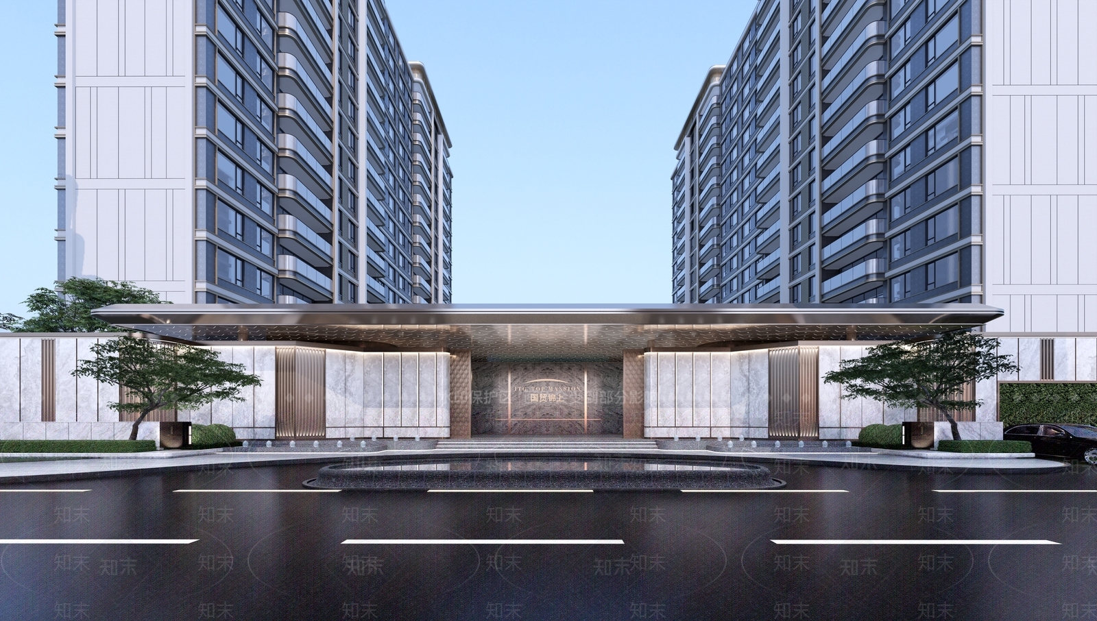 现代轻奢入口大门SU模型下载【ID:1203386981】