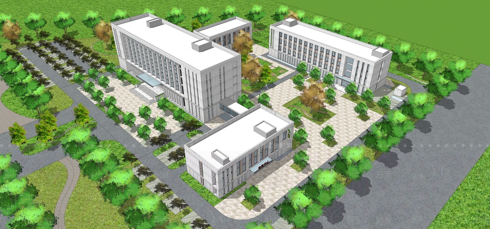 现代医院建筑SU模型下载【ID:1203387469】