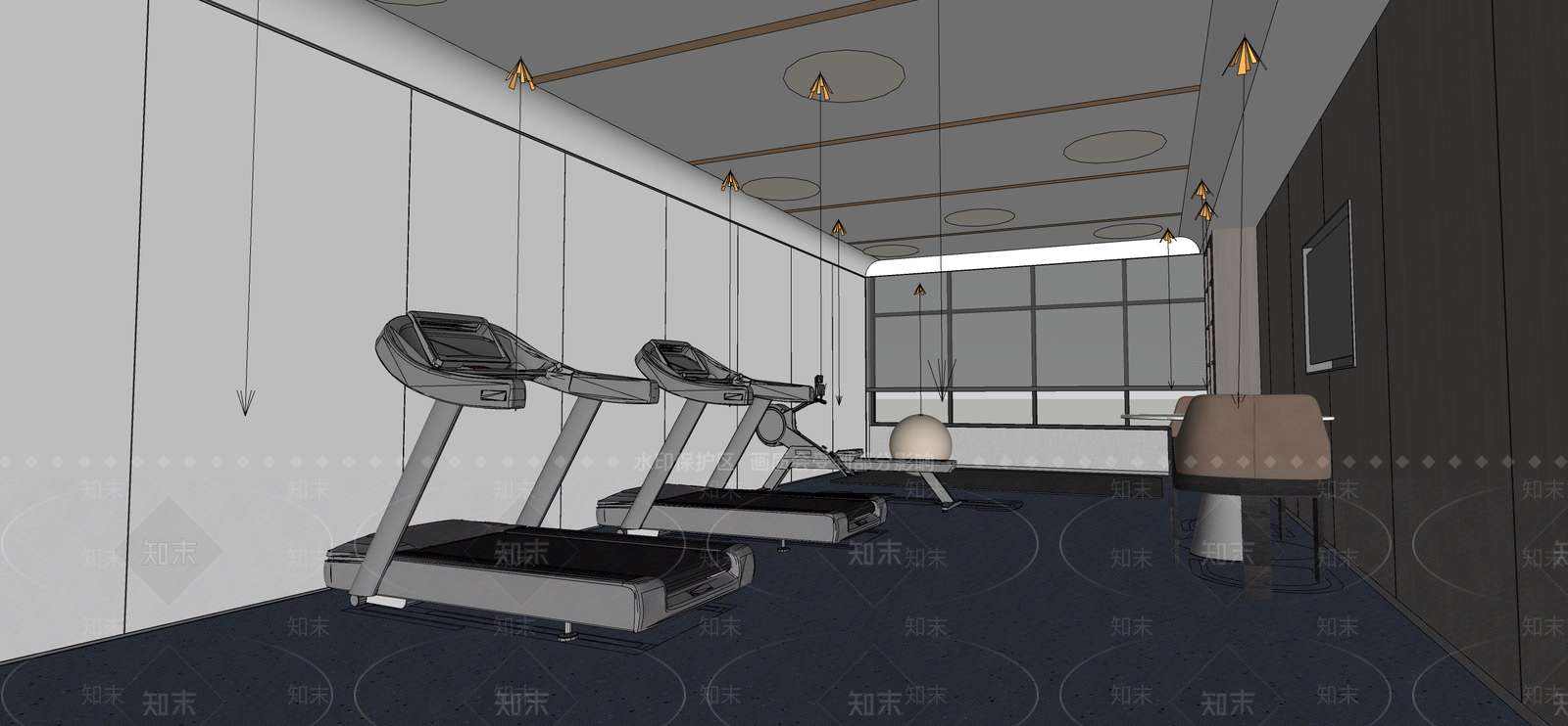 现代其他酒店空间SU模型下载【ID:1203389170】