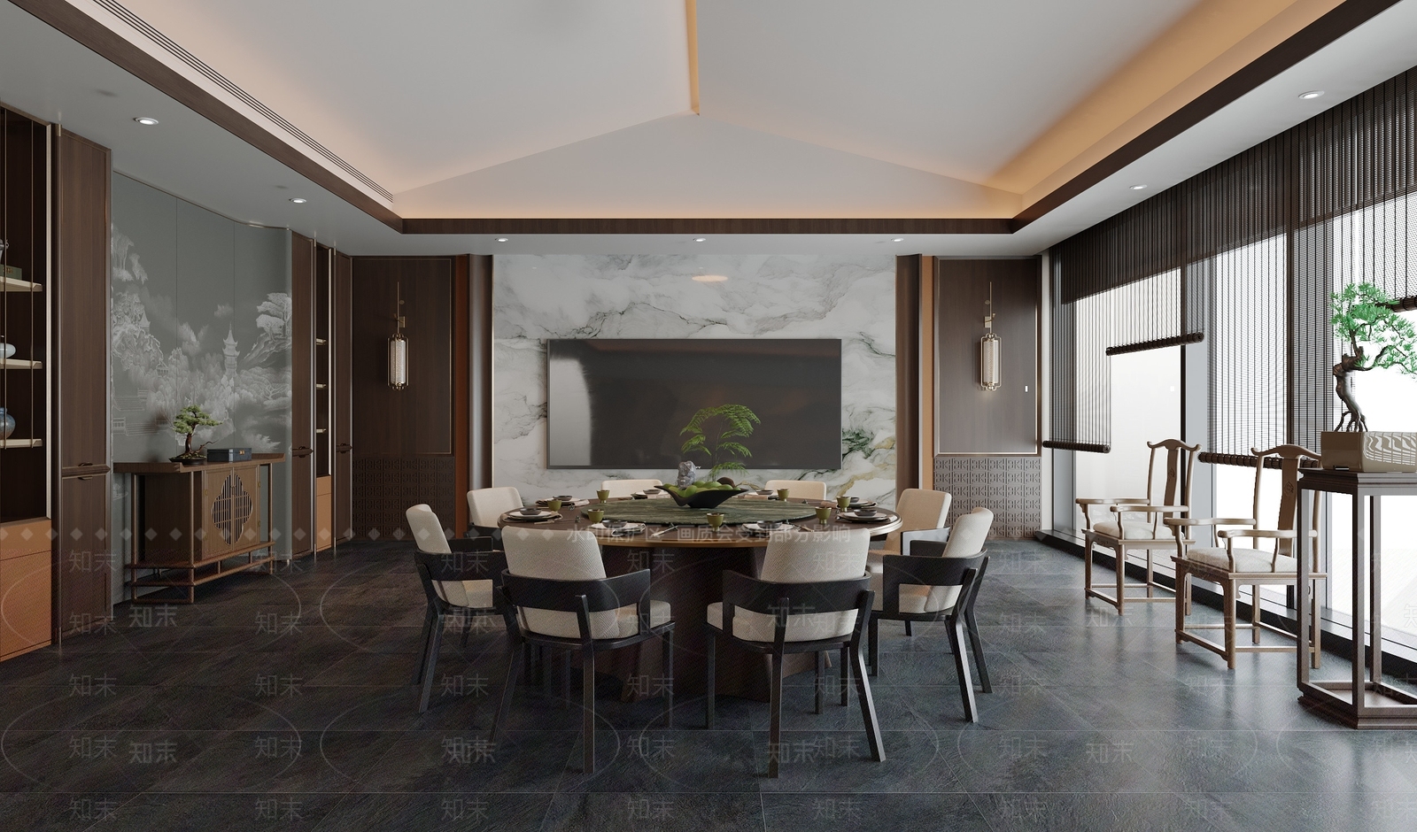 新中式中式包厢SU模型下载【ID:1203391120】