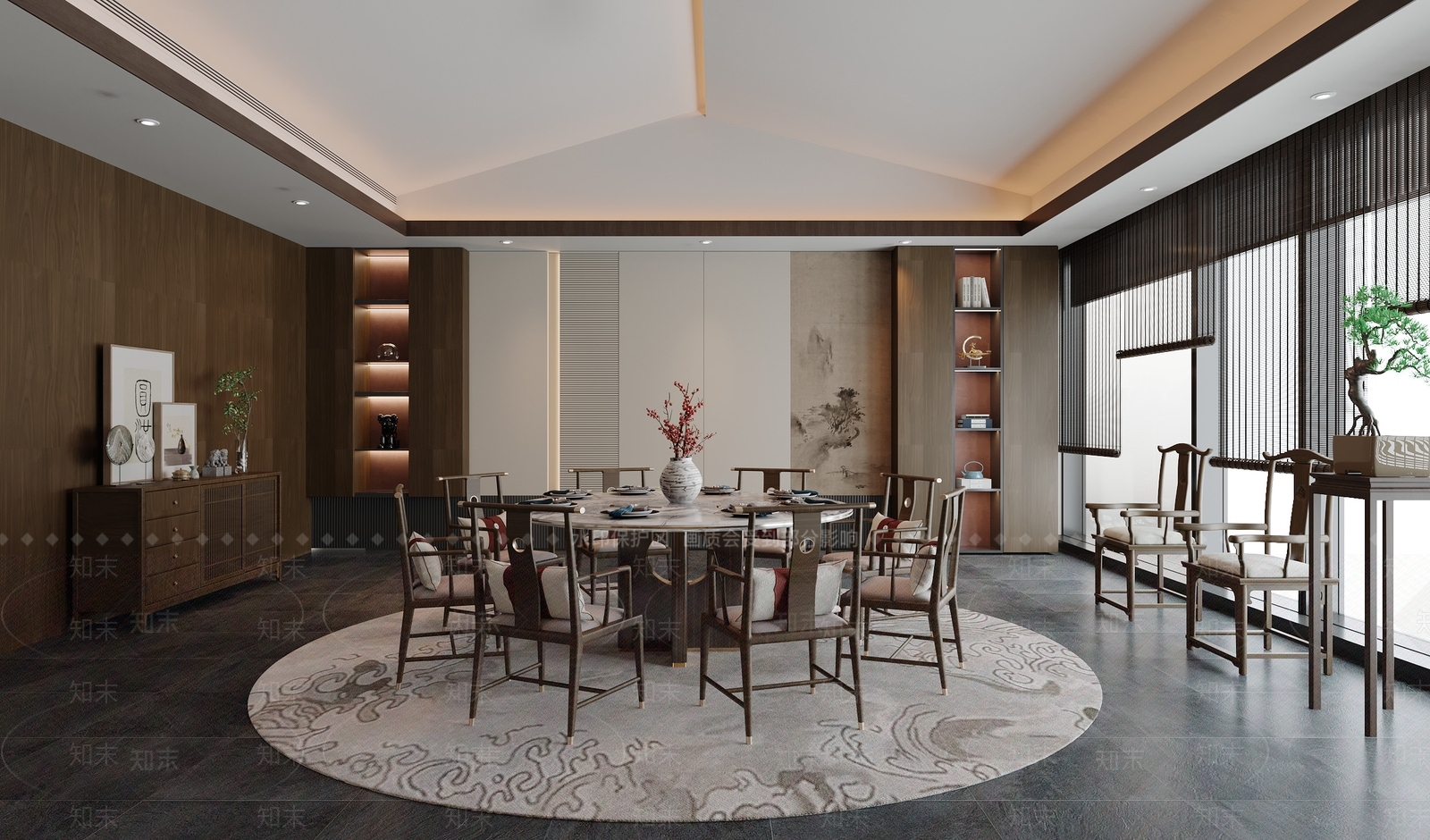 新中式中式包厢SU模型下载【ID:1203391146】