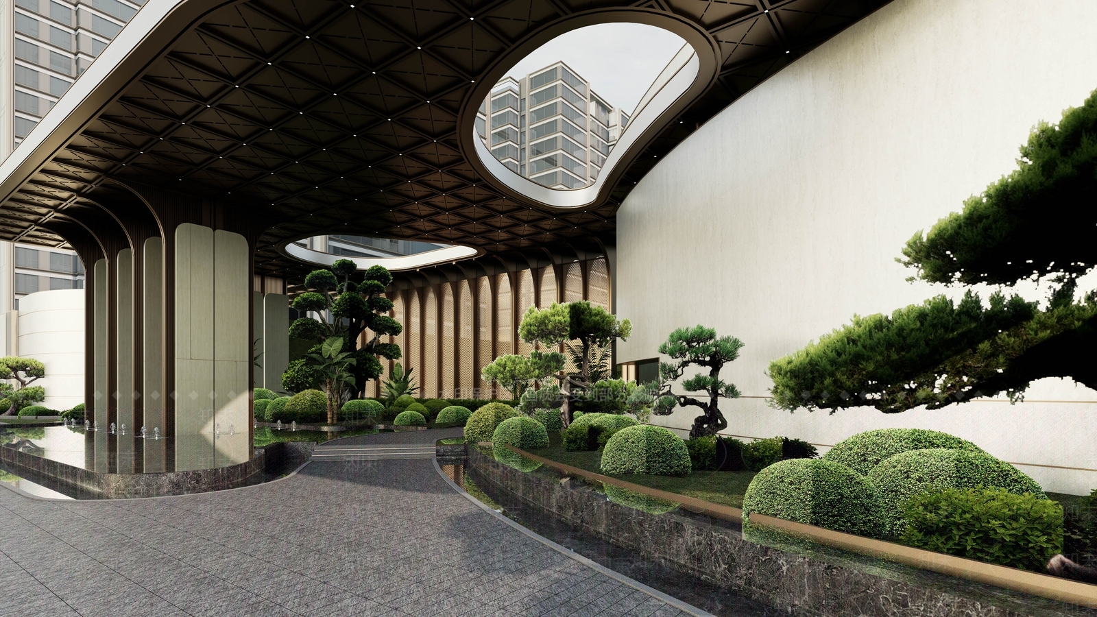 简约轻奢小区景观SU模型下载【ID:1203393887】