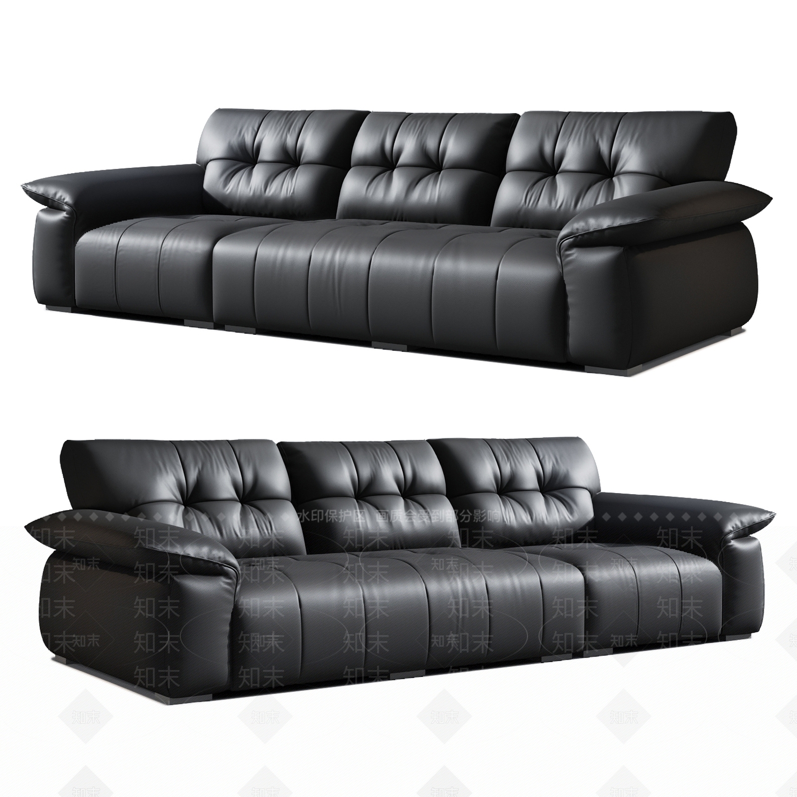 现代意式三人沙发3D模型下载【ID:1203396939】