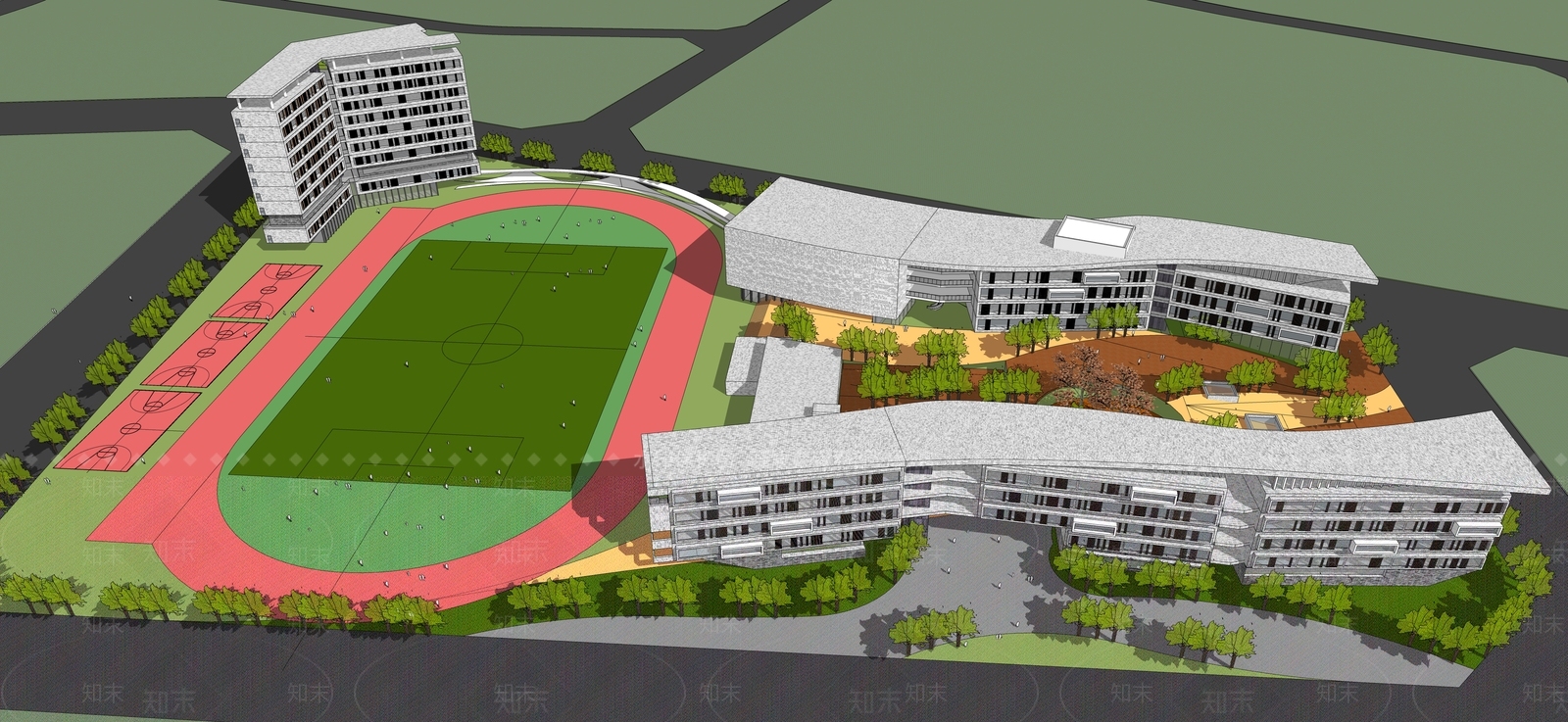 现代学校建筑SU模型下载【ID:1203915929】