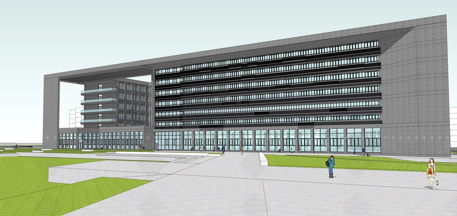 现代学校建筑SU模型下载【ID:1203915961】