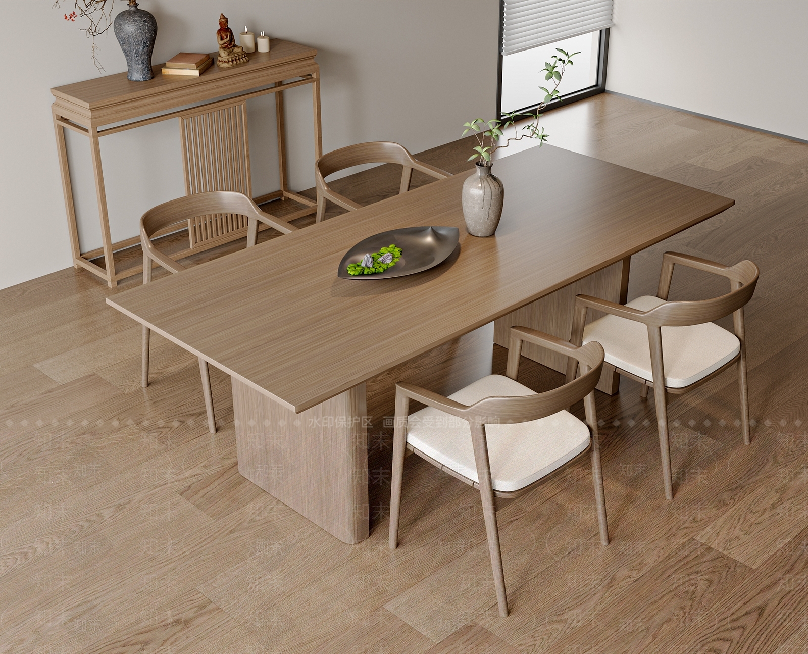 新中式中式餐桌椅SU模型下载【ID:1203401874】