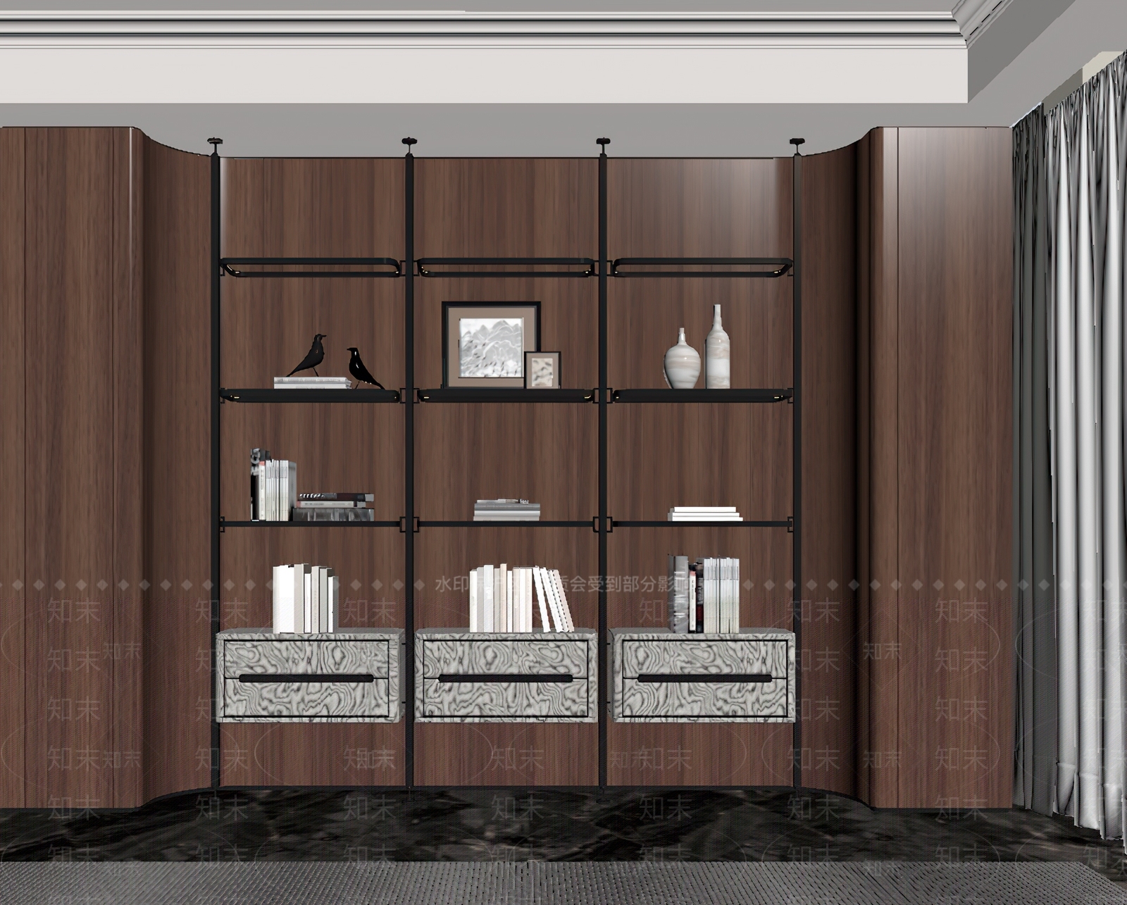 意式轻奢书架SU模型下载【ID:1203405766】