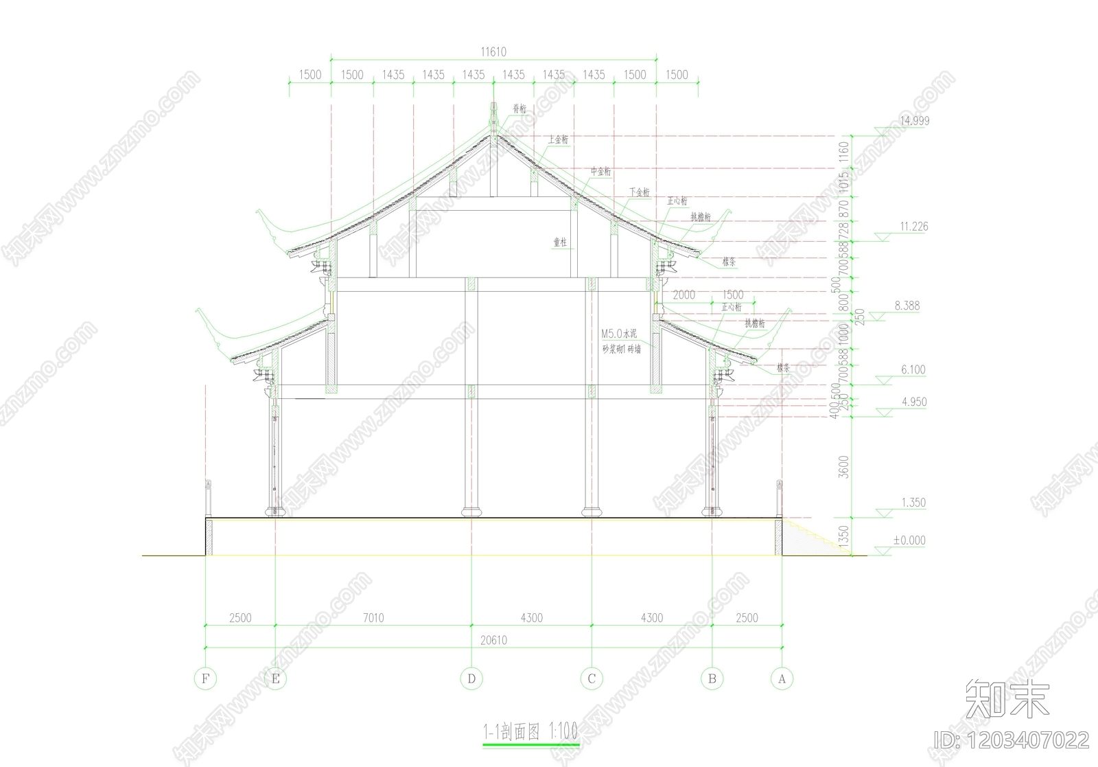 仿古建筑cad施工图下载【ID:1203407022】