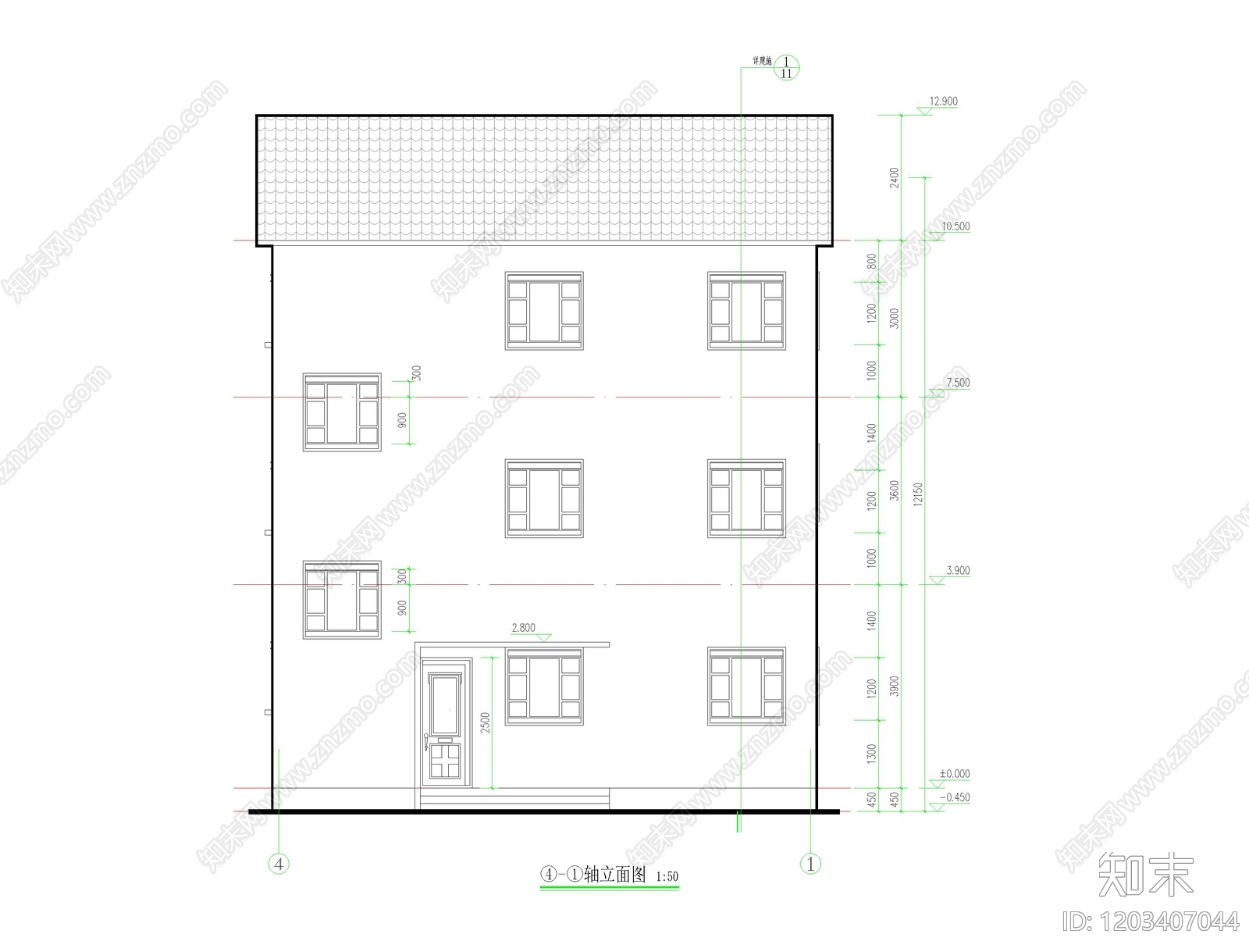 复古中古别墅建筑cad施工图下载【ID:1203407044】
