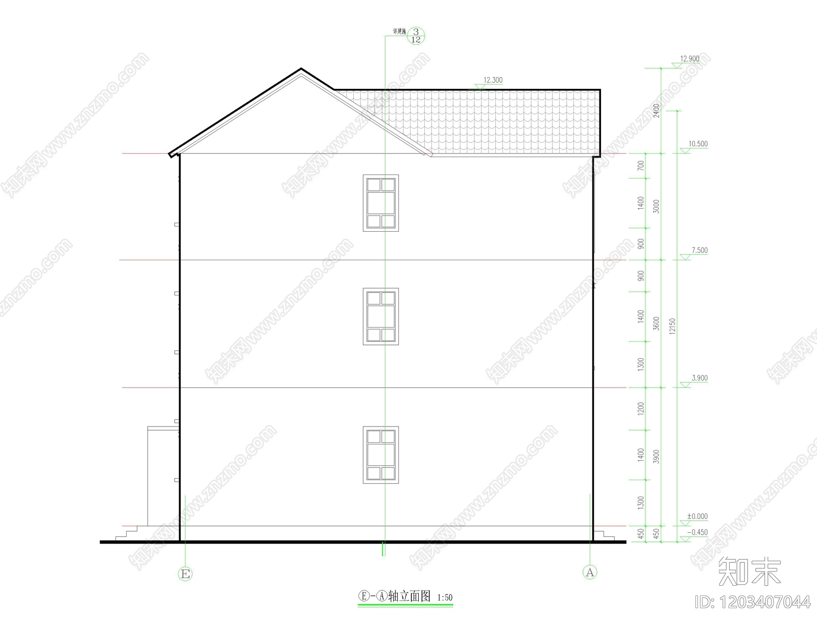 复古中古别墅建筑cad施工图下载【ID:1203407044】