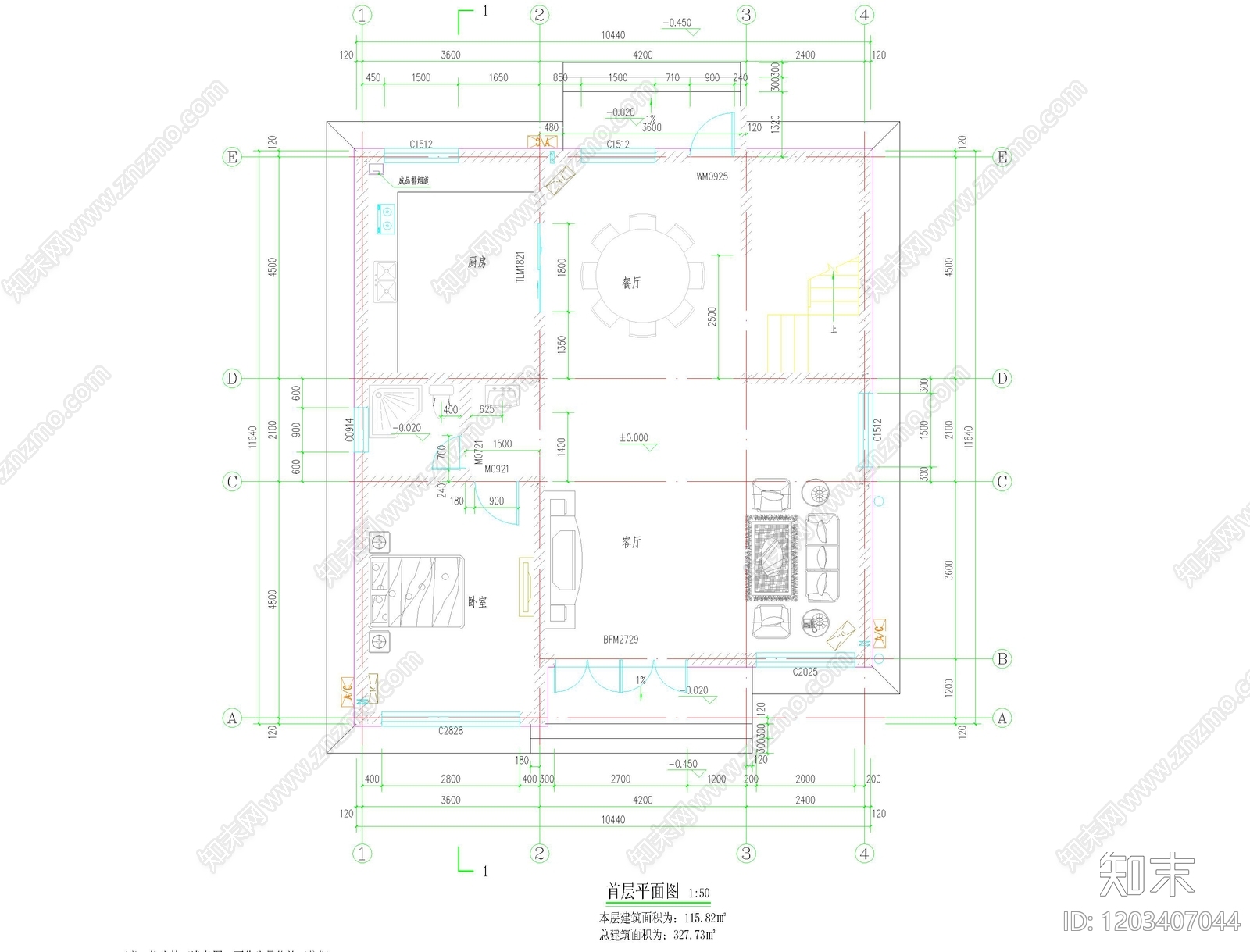 复古中古别墅建筑cad施工图下载【ID:1203407044】