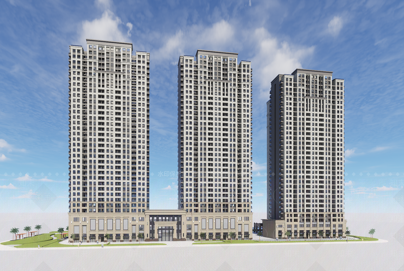 简欧高层住宅SU模型下载【ID:1203412255】
