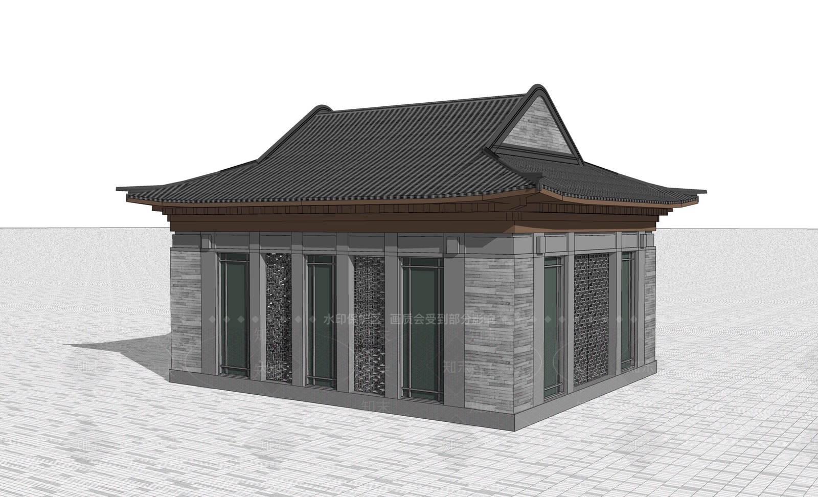 中式古建筑SU模型下载【ID:1203413822】