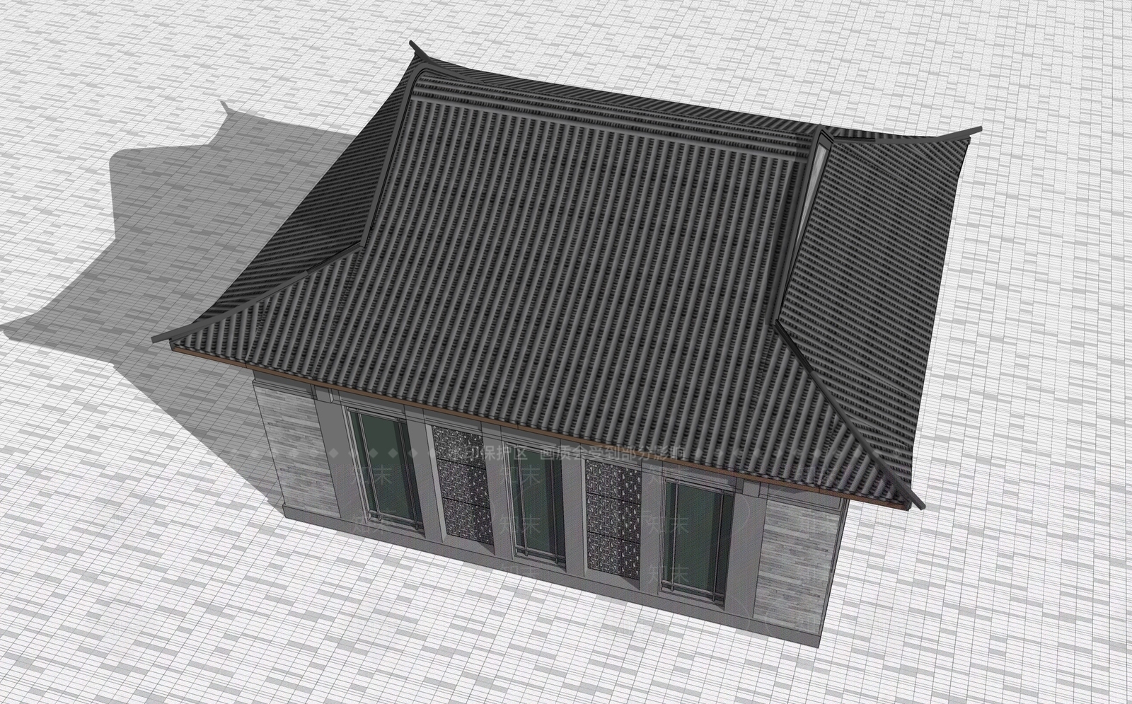 中式古建筑SU模型下载【ID:1203413822】