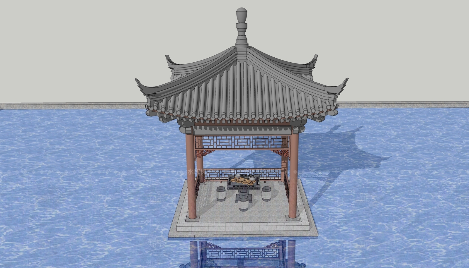 中式亭子SU模型下载【ID:1203413940】